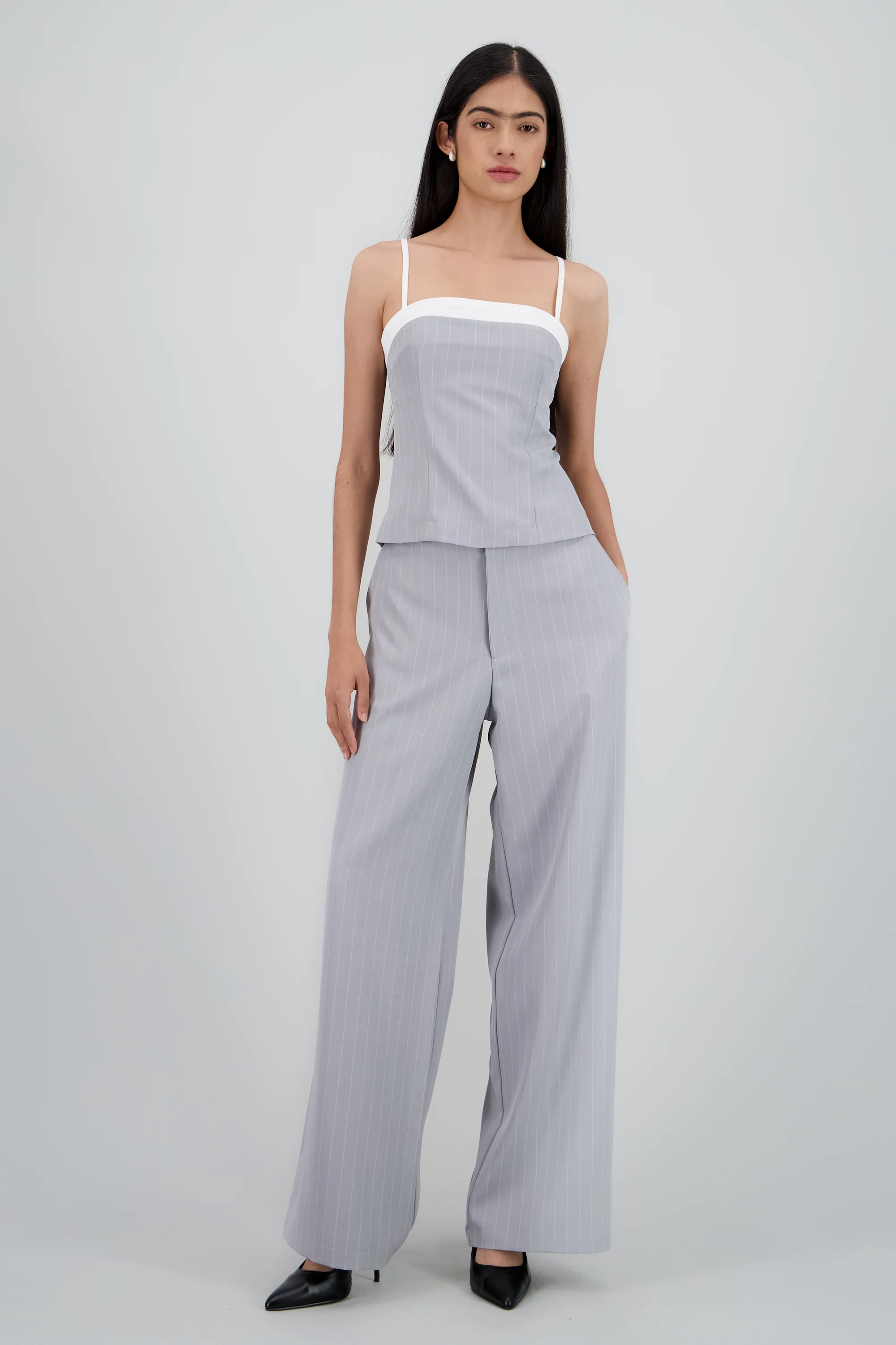 Pantalon recto sastreado detalle rayas