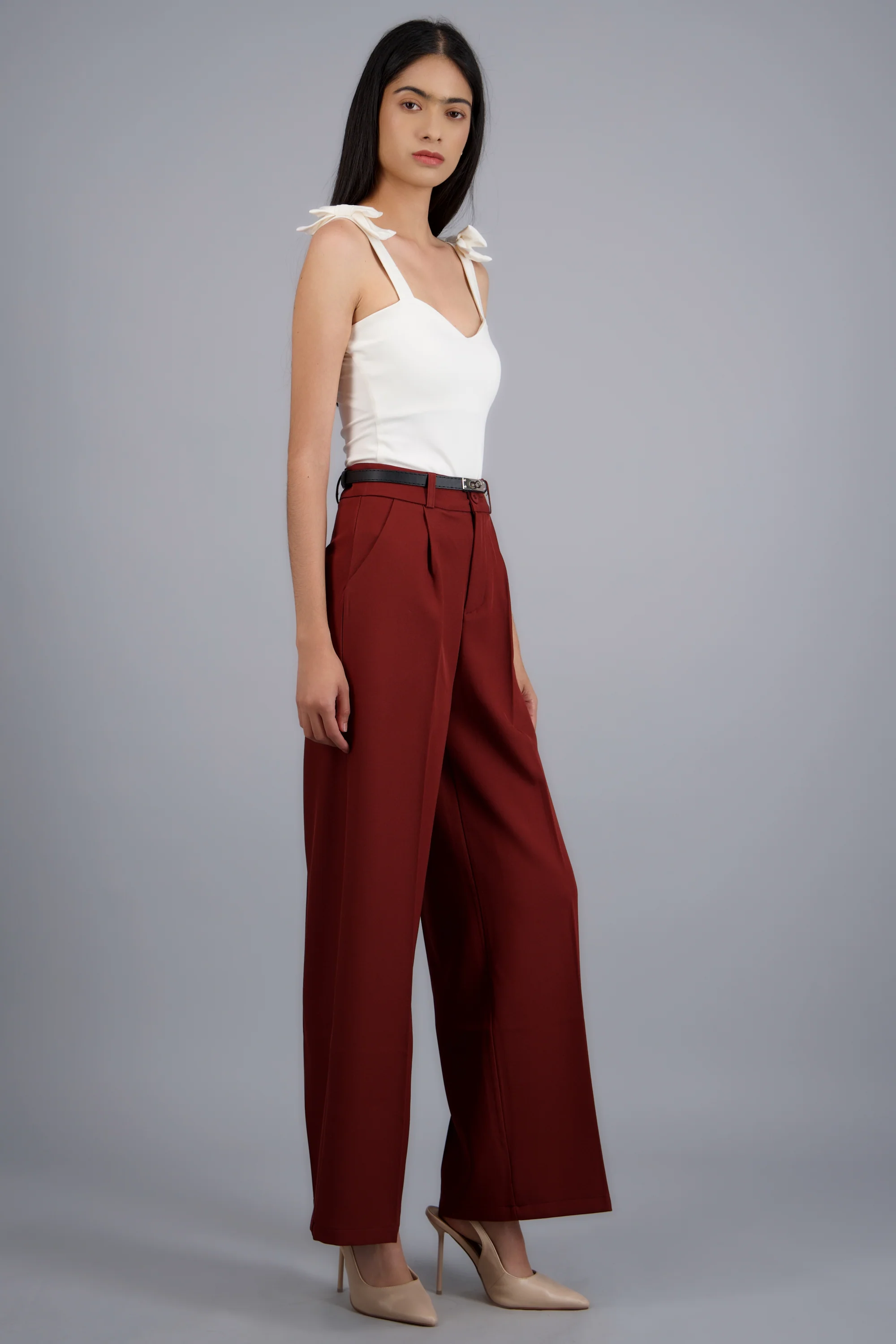 Pantalon sastre corte con cinturon hebilla - Image 3