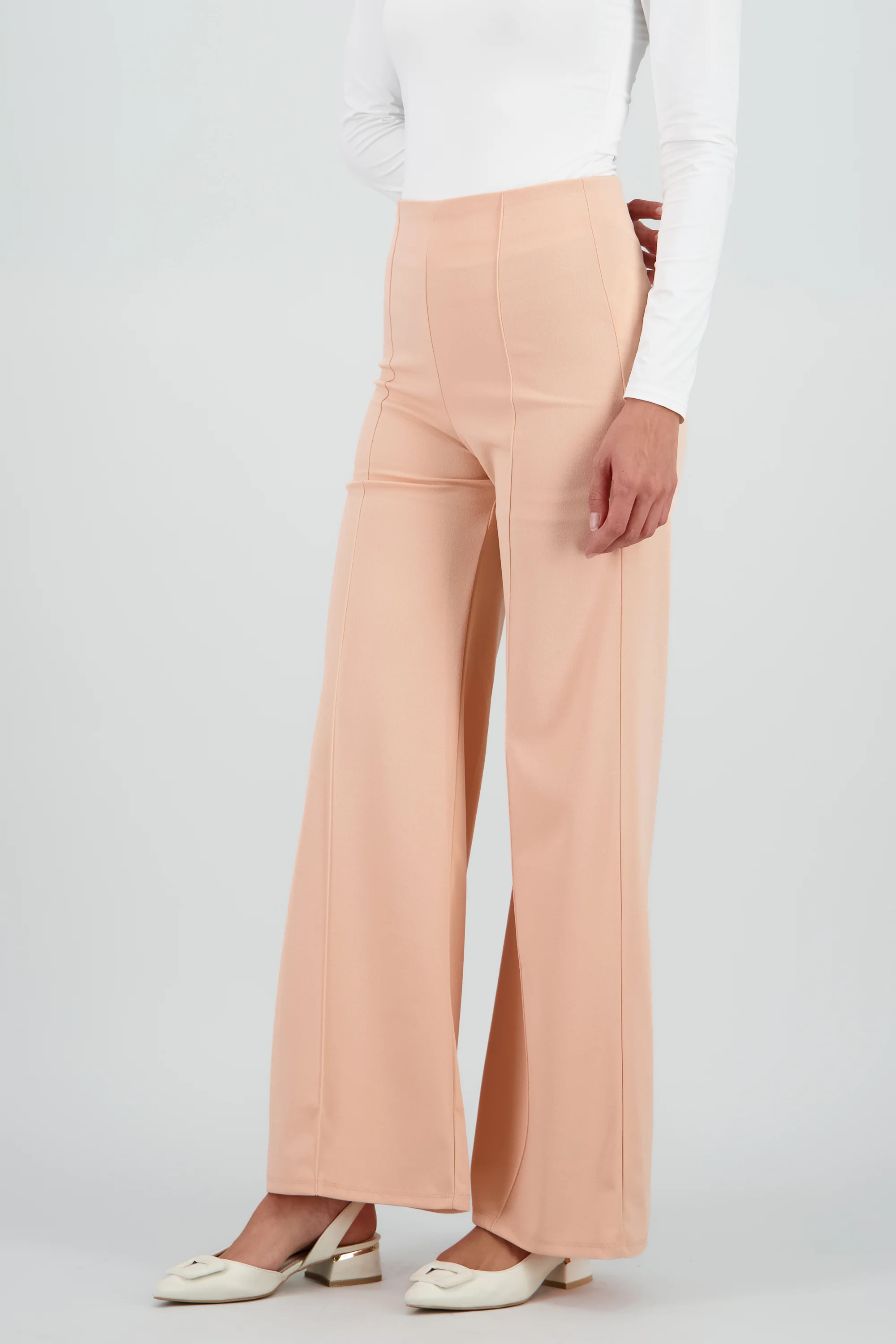 Pantalón Wide Leg Cintura Alta Costuras - Image 3