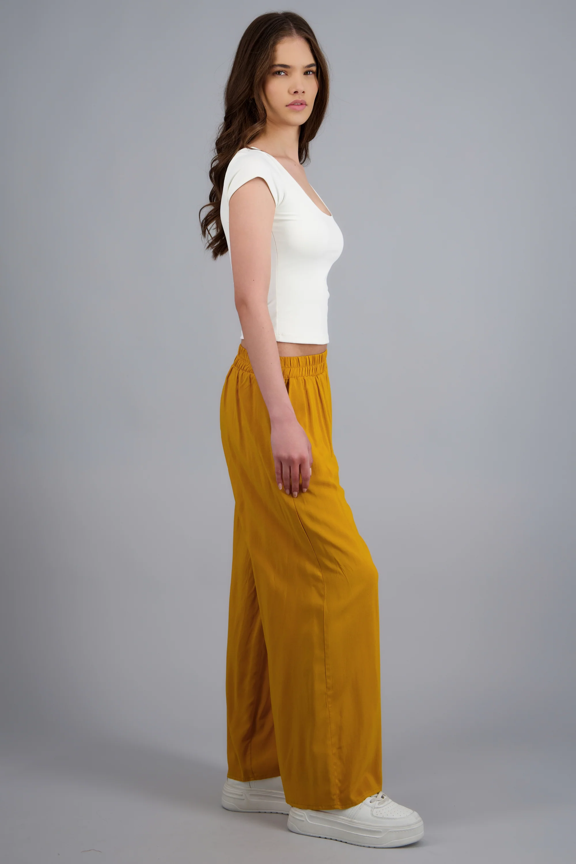 Pantalón Wide Leg Cintura Alta Fruncida - Image 2