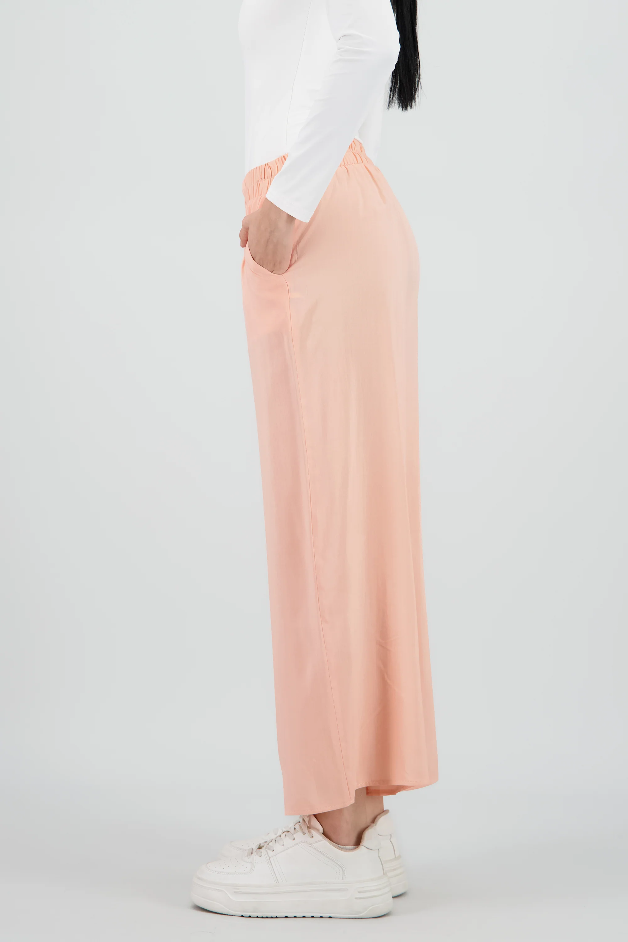 Pantalón Wide Leg Cintura Alta Fruncida - Image 3