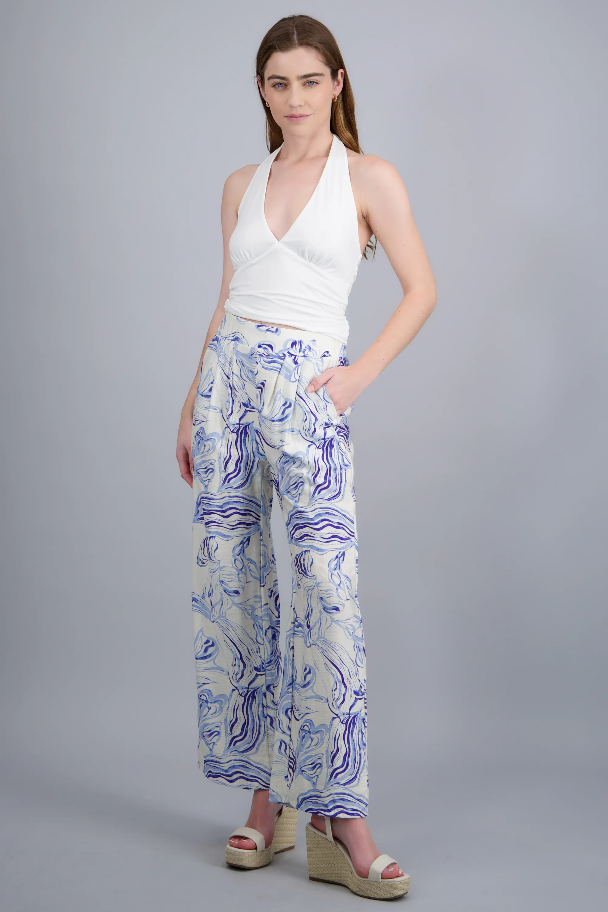 Pantalón wide leg estampado