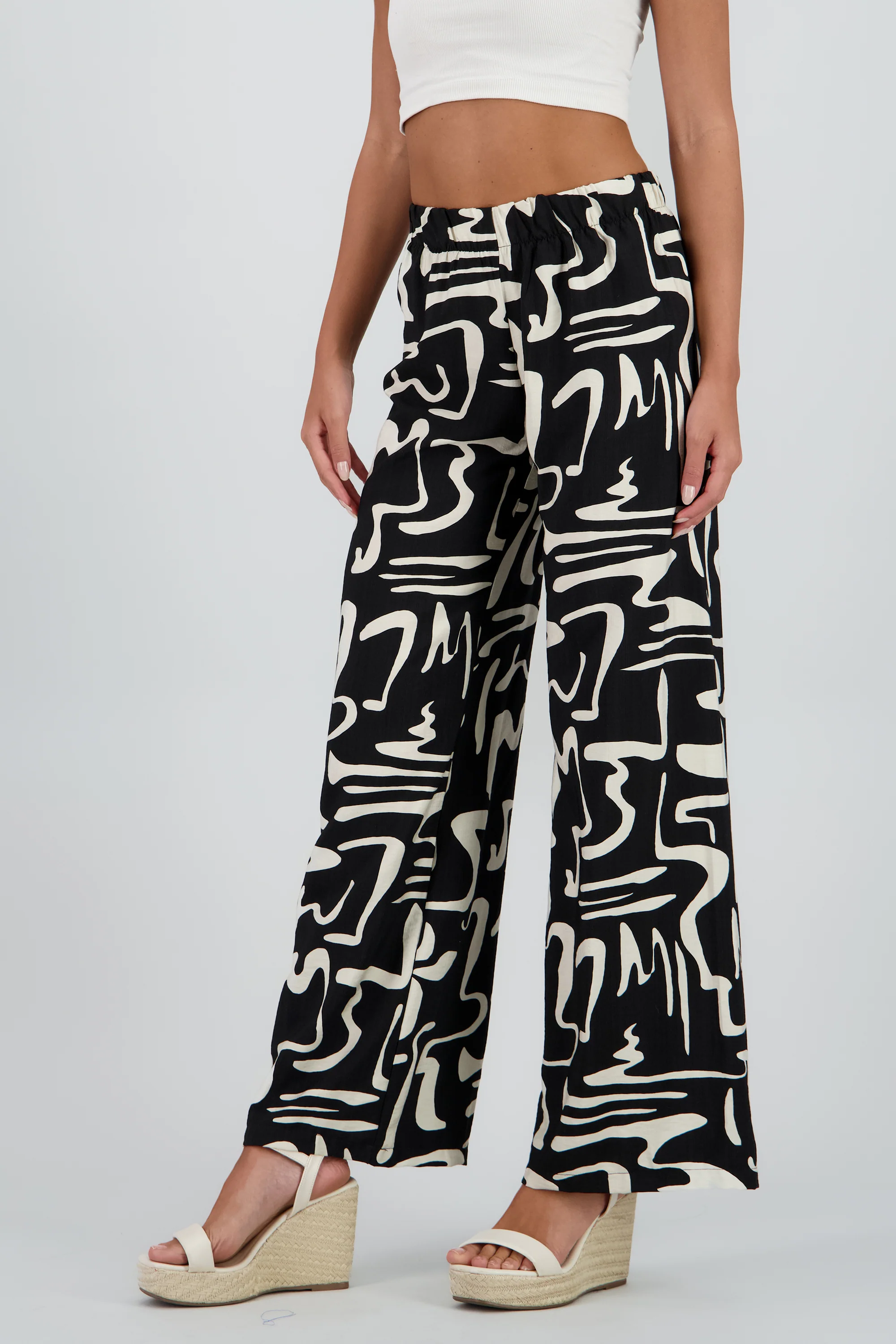Pantalon wide leg estampado abstracto - Image 3