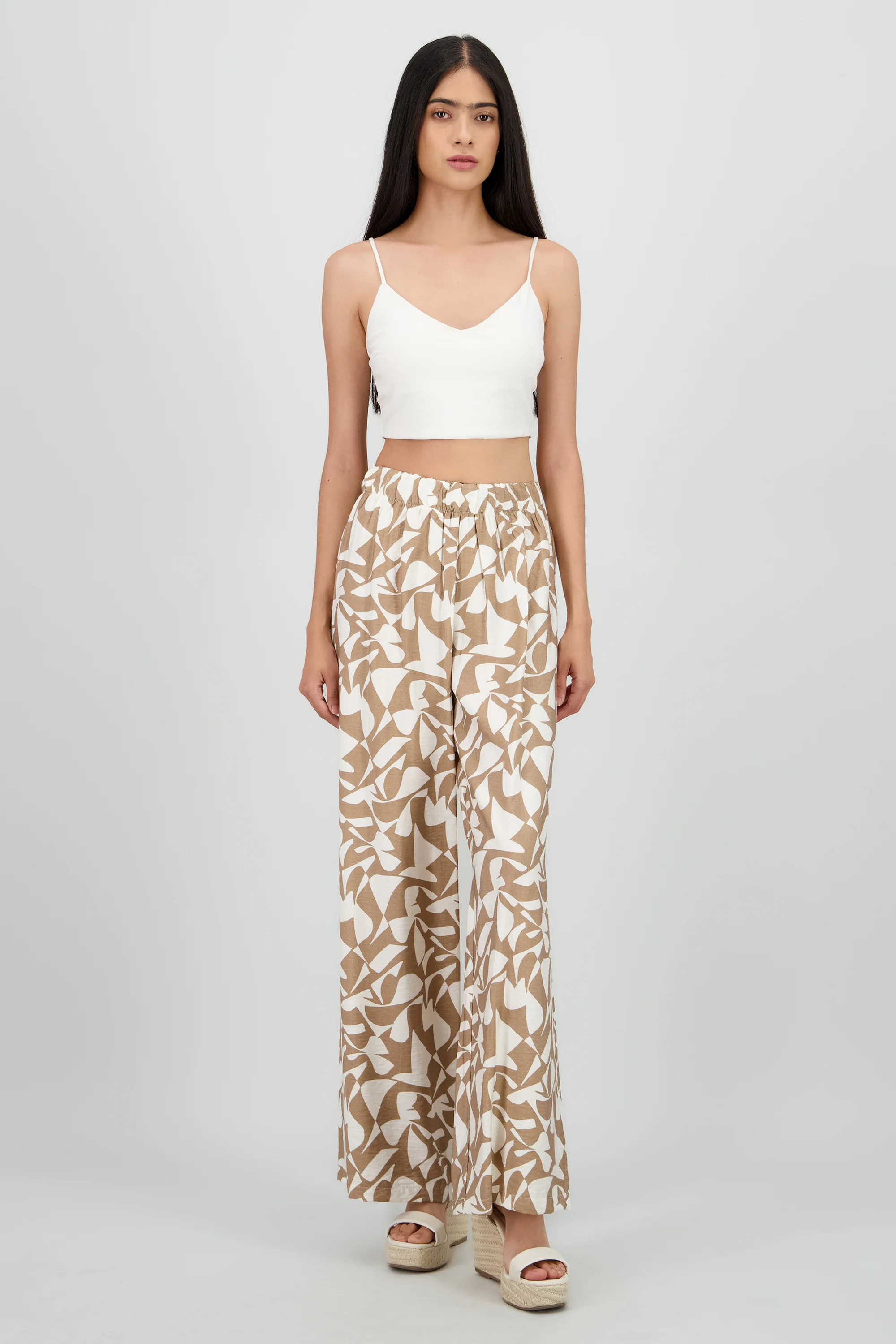 Pantalon wide leg estampado geometrico