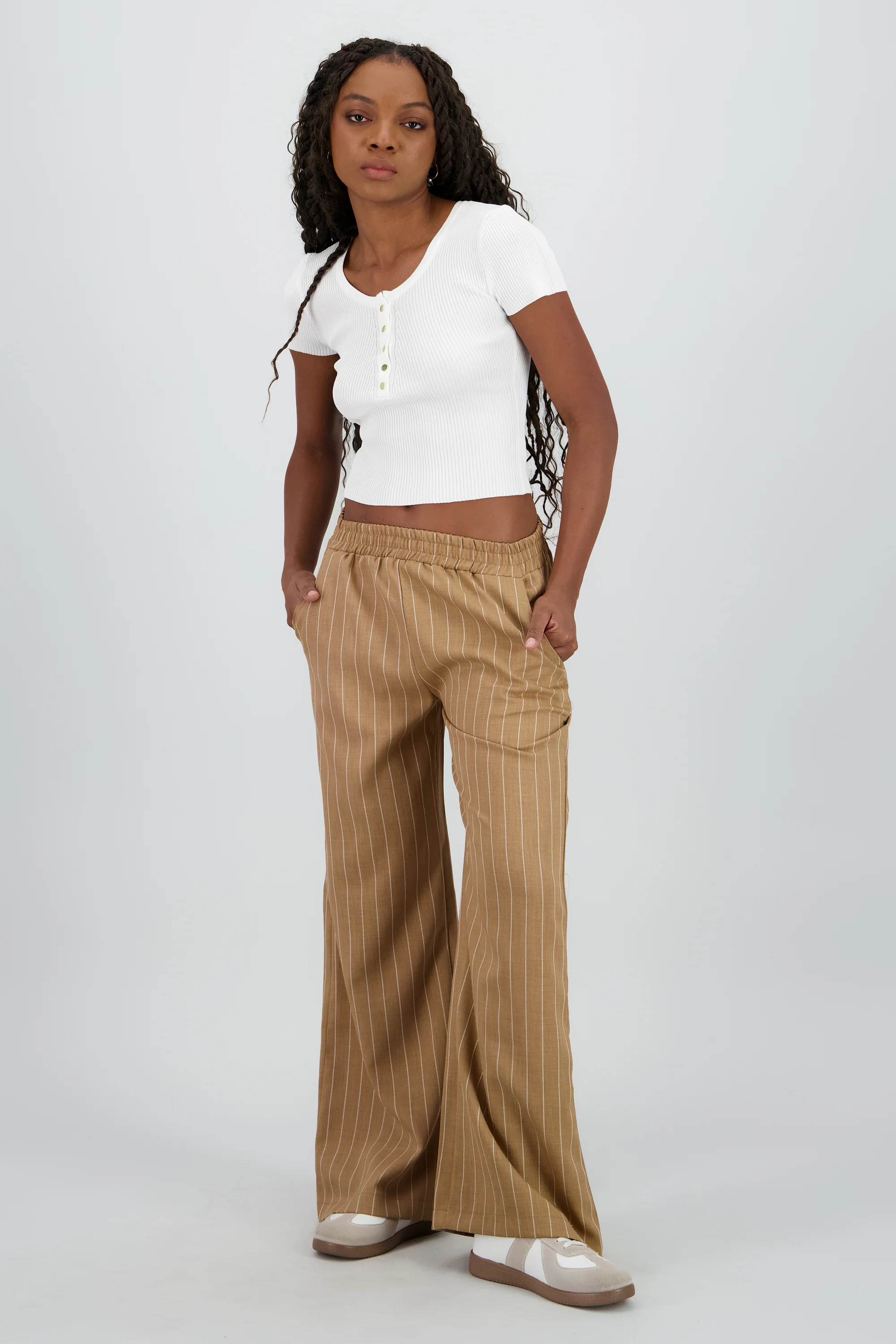 Pantalon wide leg fluido rayas diplomaticas
