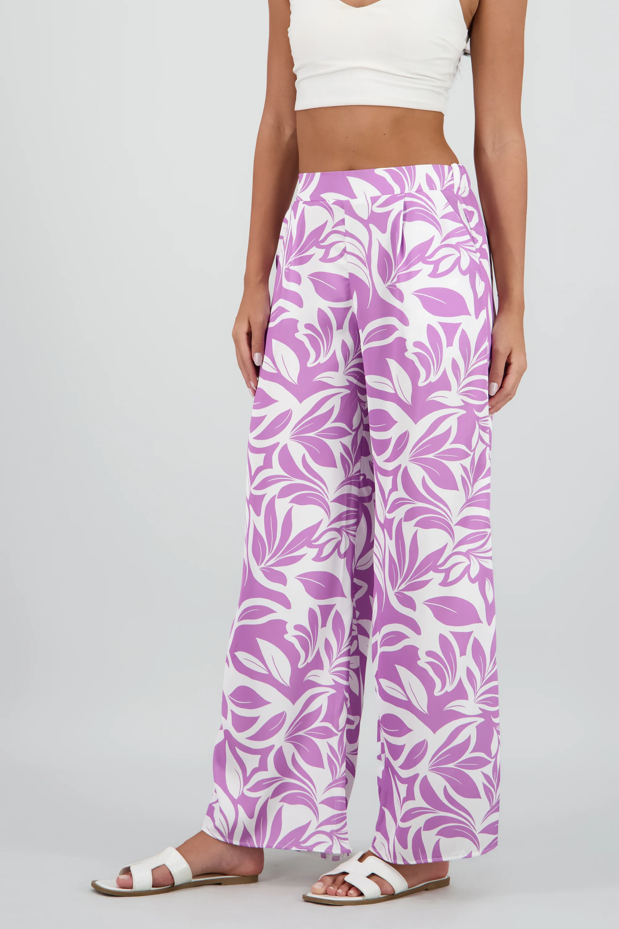 Pantalon wide leg satin estampado flores - Image 3