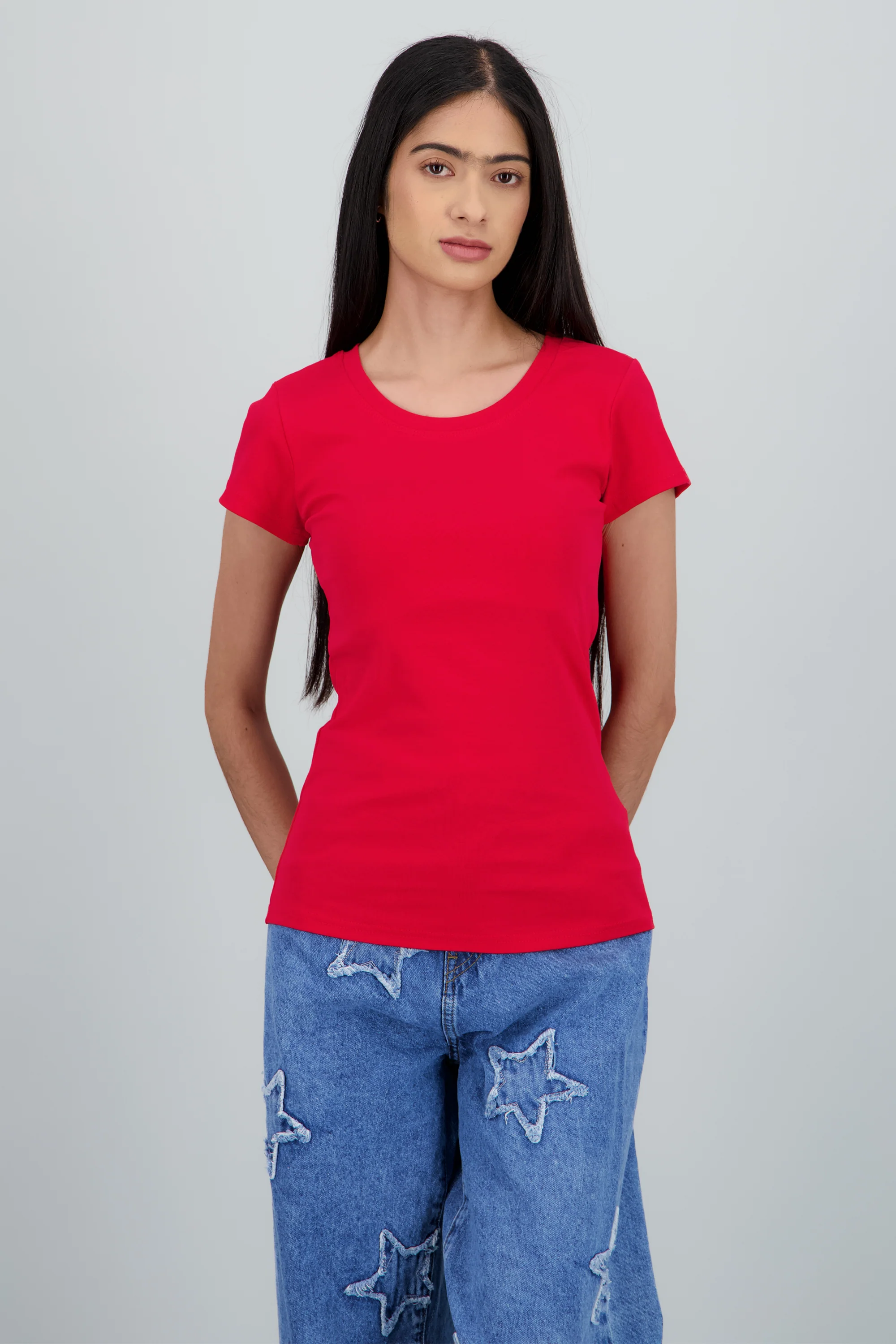 Playera lisa manga corta cuello redondo