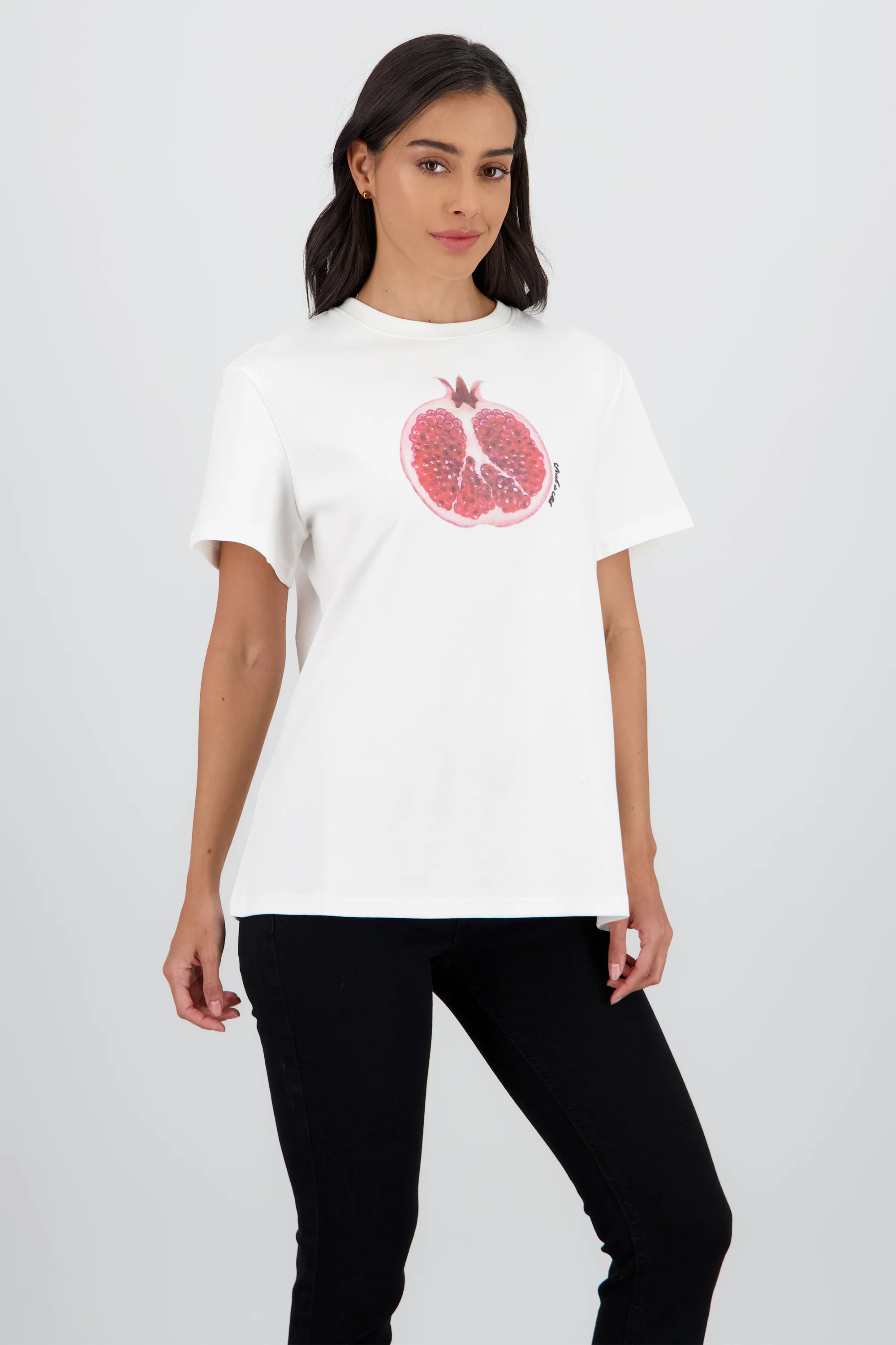 Playera oversize manga corta estampado granada