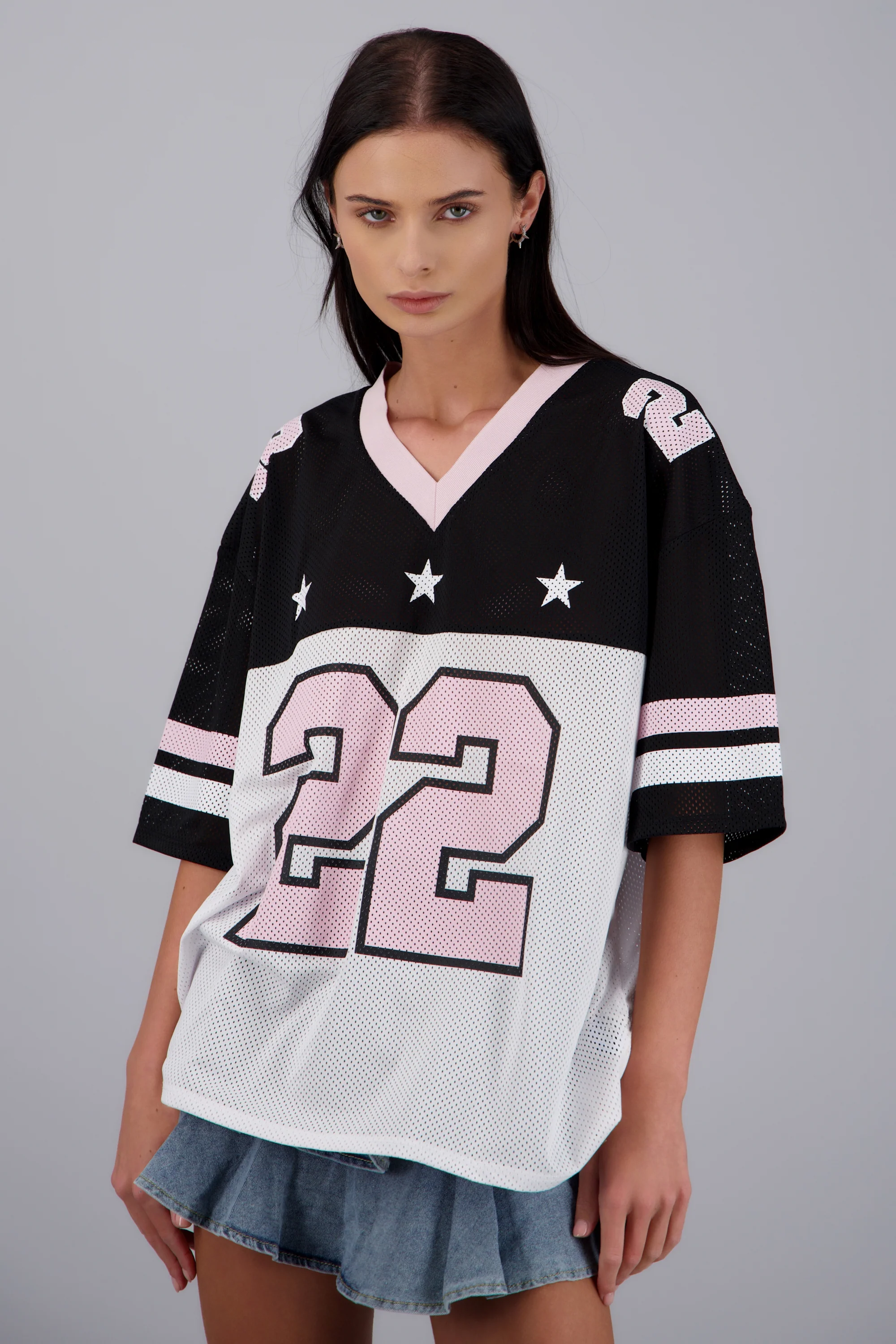 Playera tipo jersey contraste estrellas - Image 2