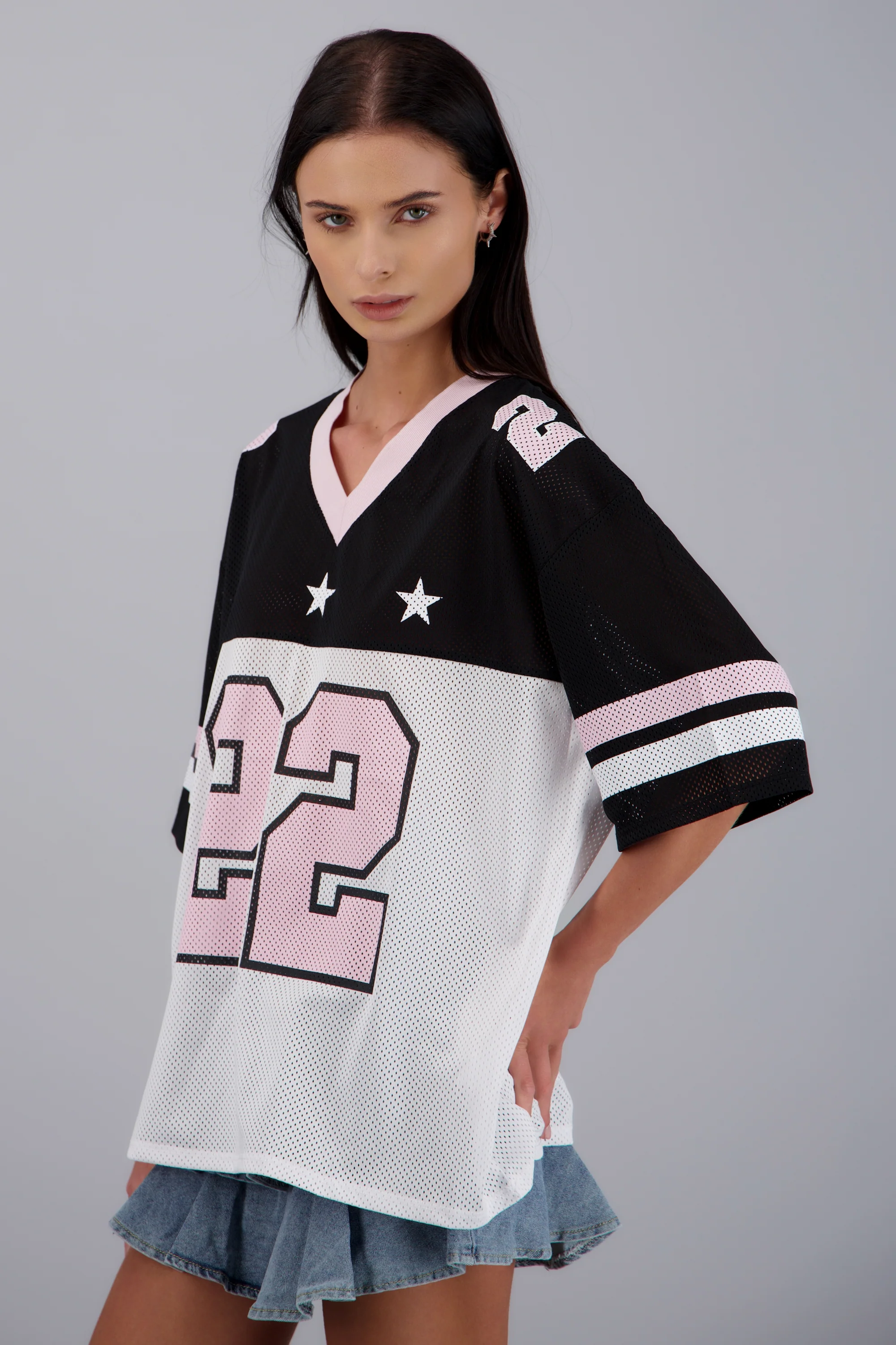 Playera tipo jersey contraste estrellas - Image 3