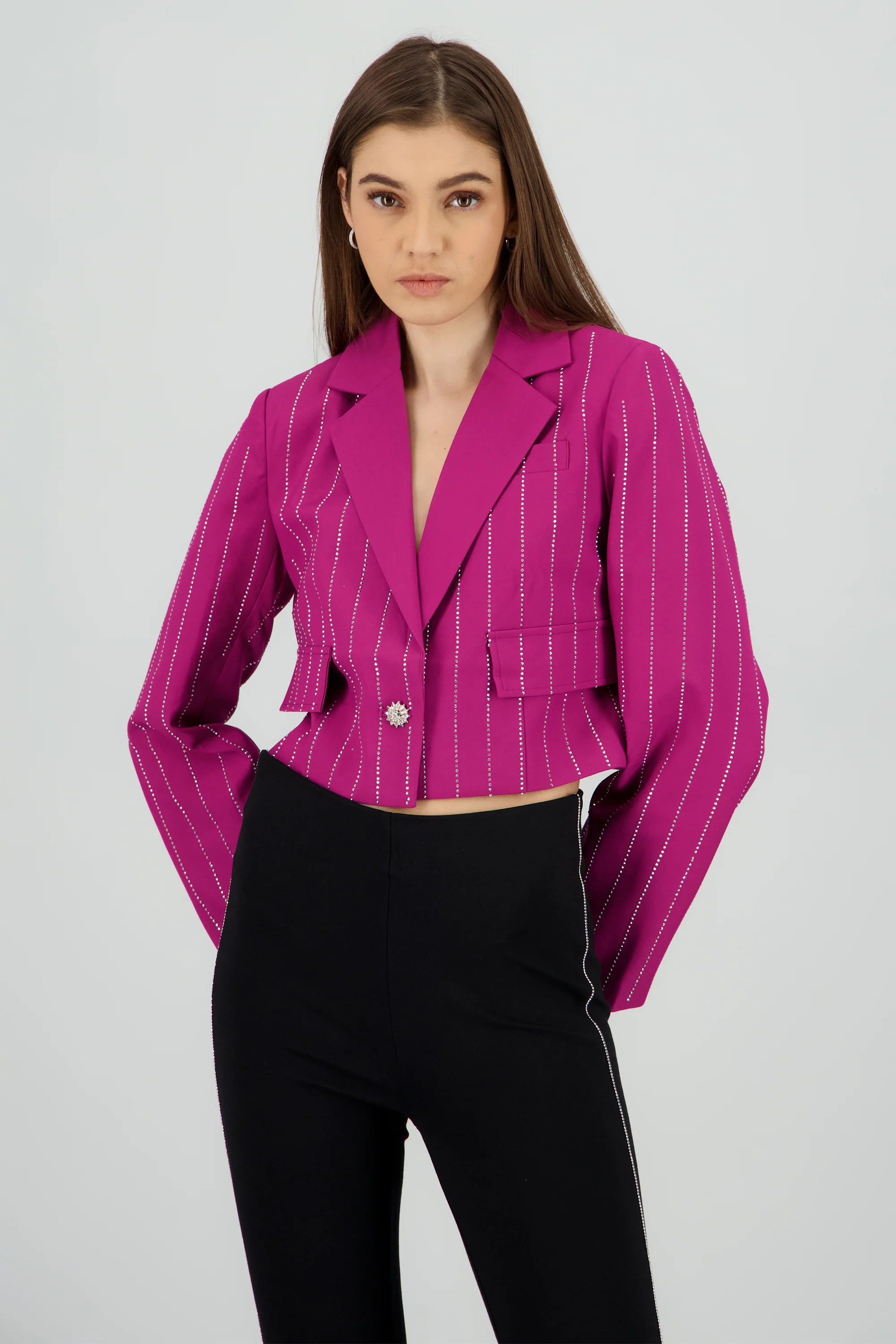 Saco crop detalle brillos