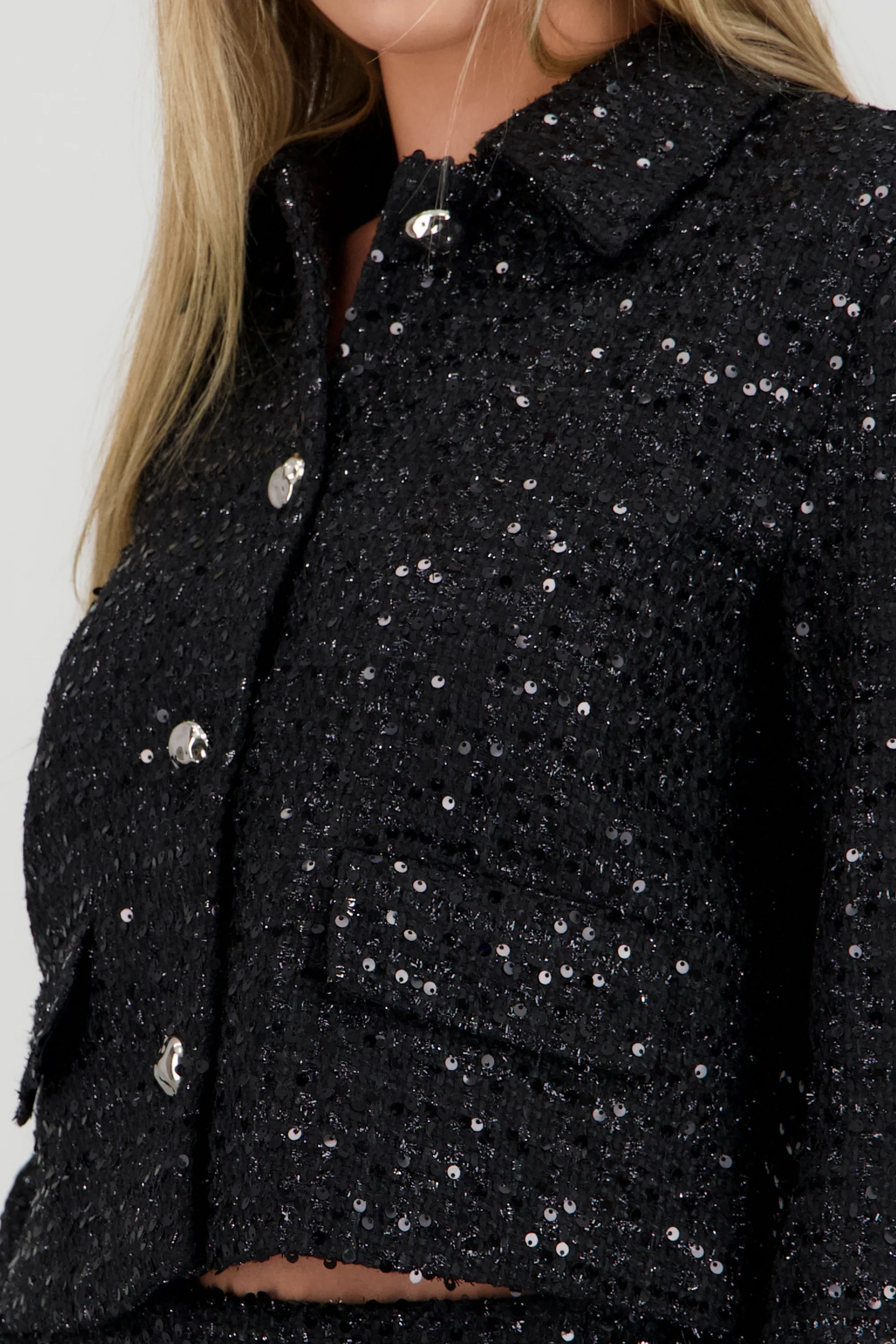 Saco crop tweed brillo - Image 5