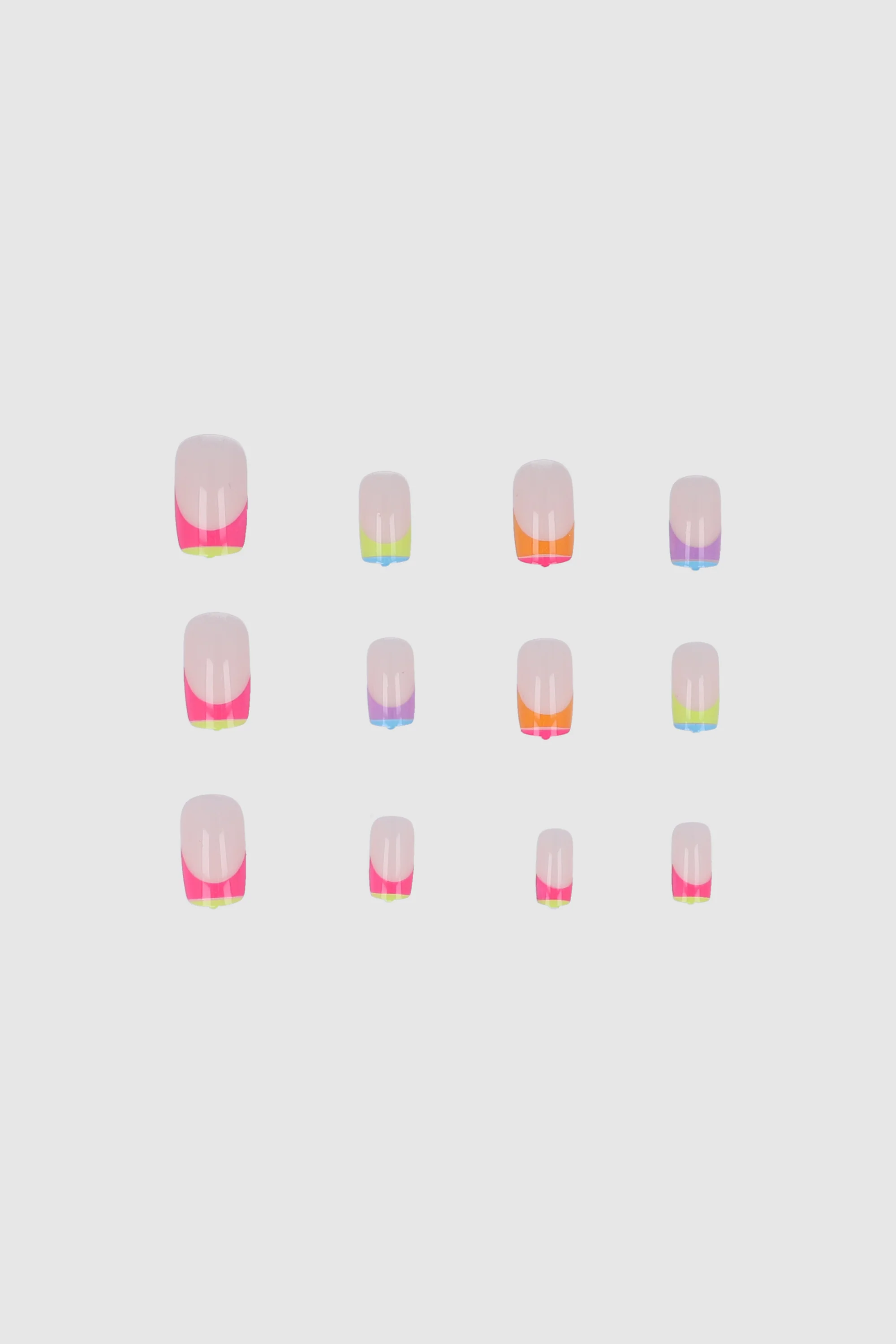 Set 12 Uñas Postizas Francés Multicolor - Image 4