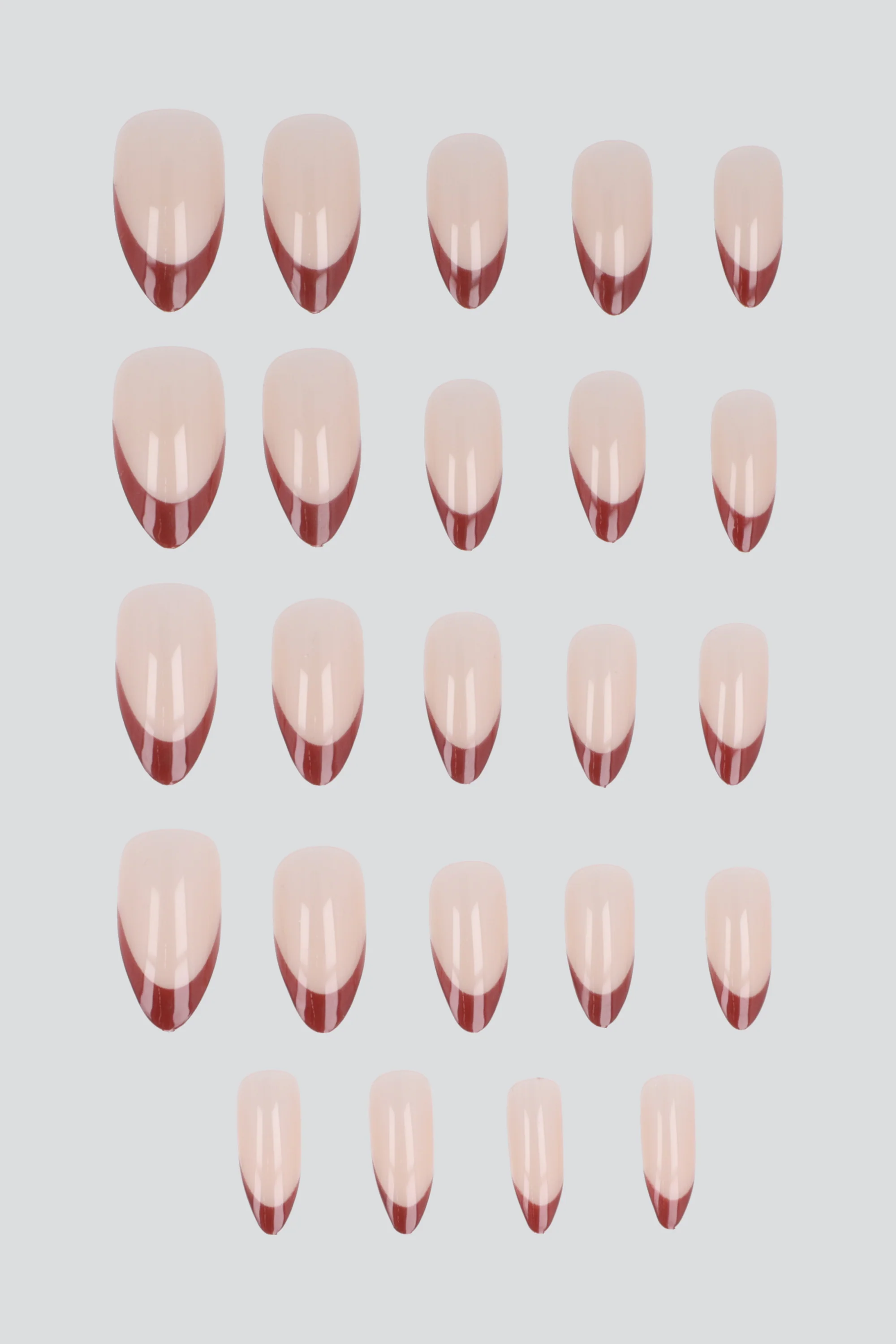 Set 24 uñas mani frances clasico