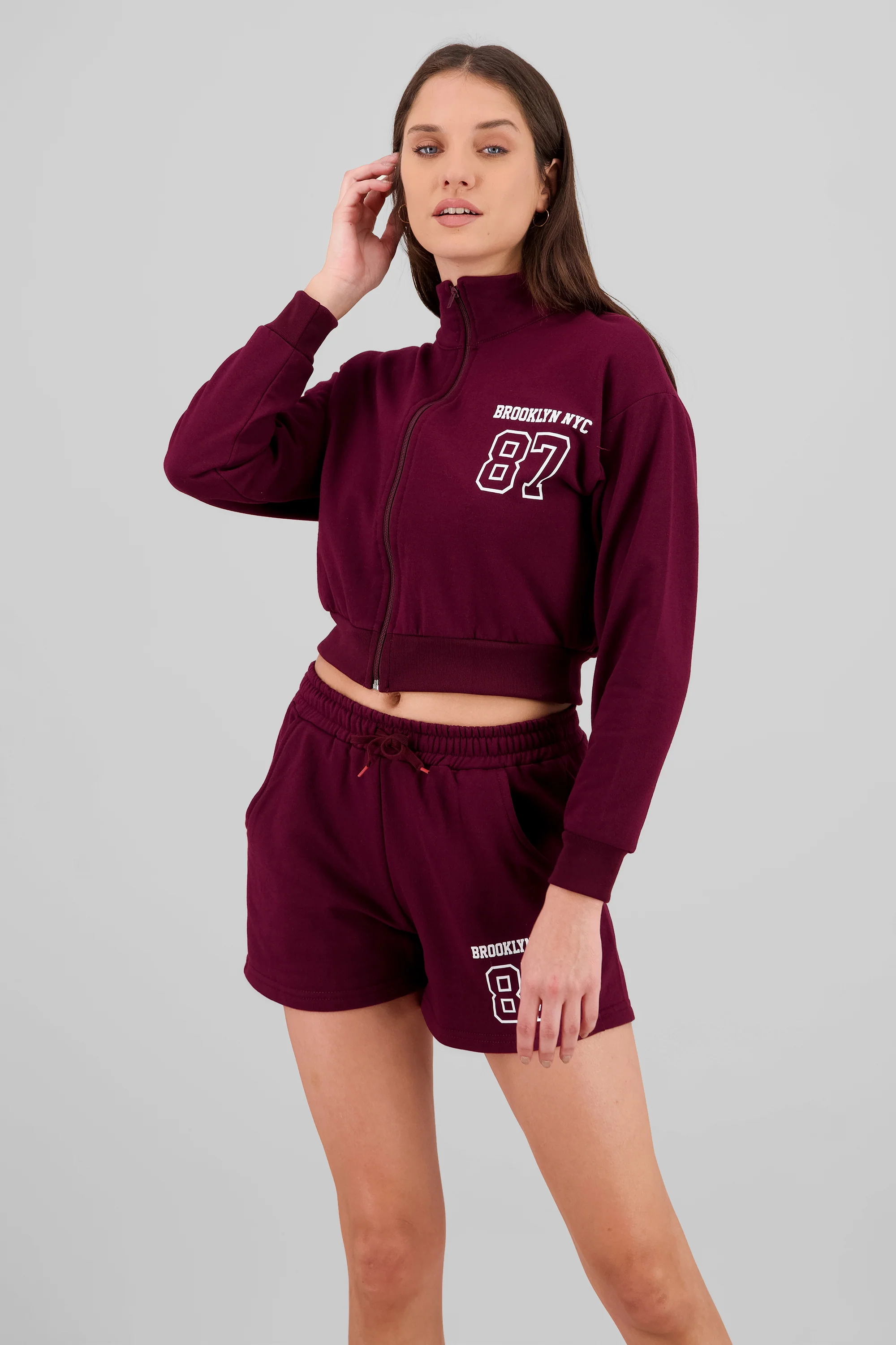 Sudadera brooklyn crop cuello alto