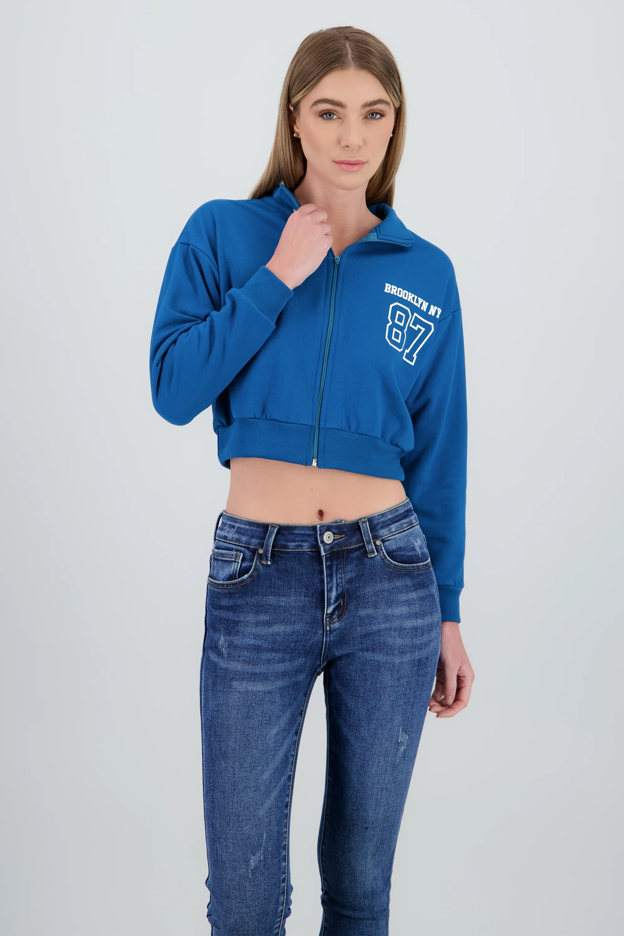 Sudadera brooklyn crop cuello alto