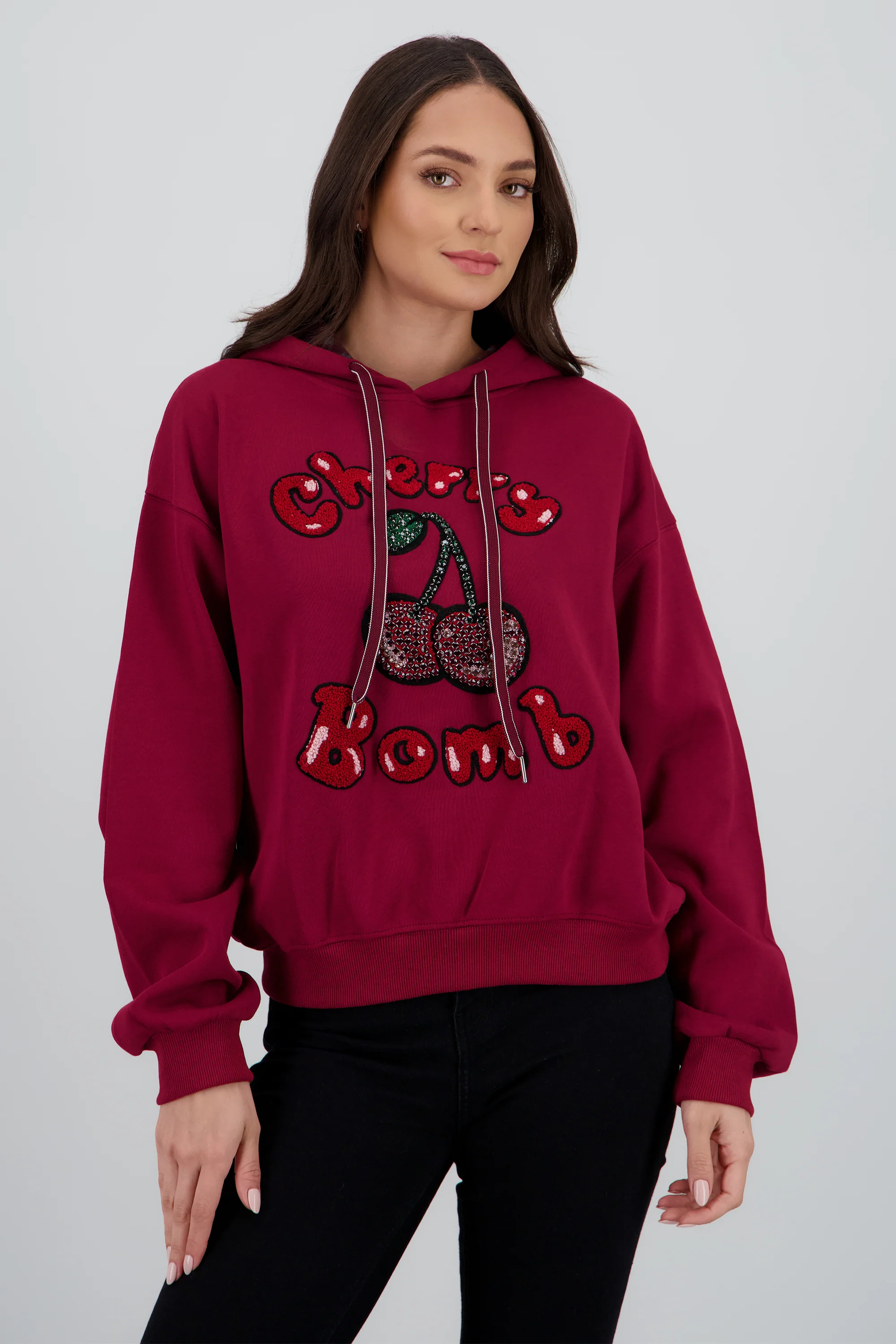 Sudadera con gorro estampado cherry
