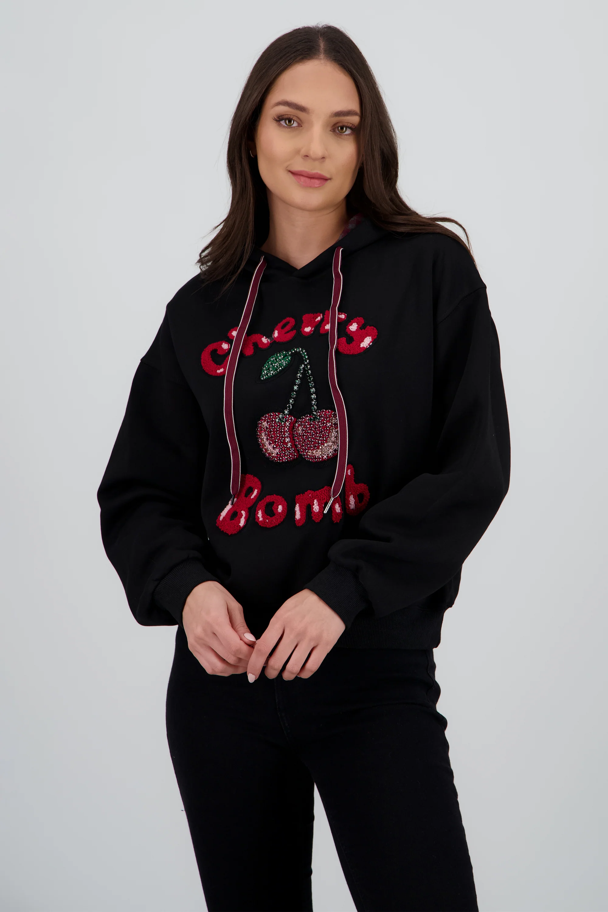 Sudadera con gorro estampado cherry