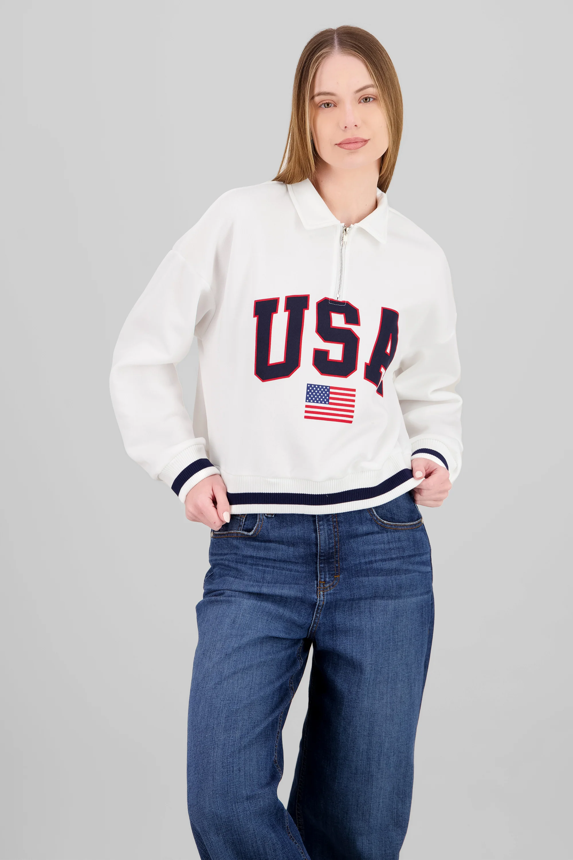 Sudadera contraste USA con cierre - Image 2