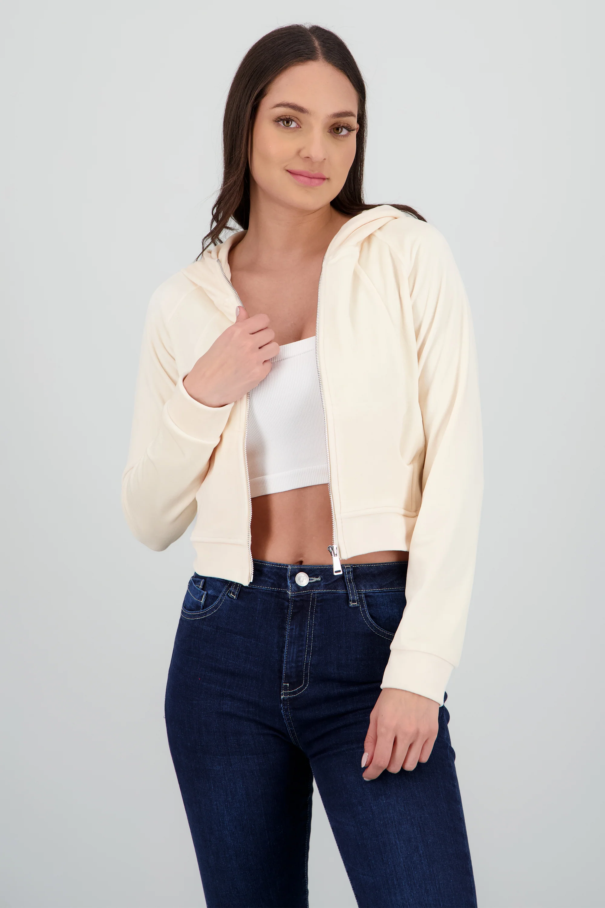 Sudadera larga con cierre velvet