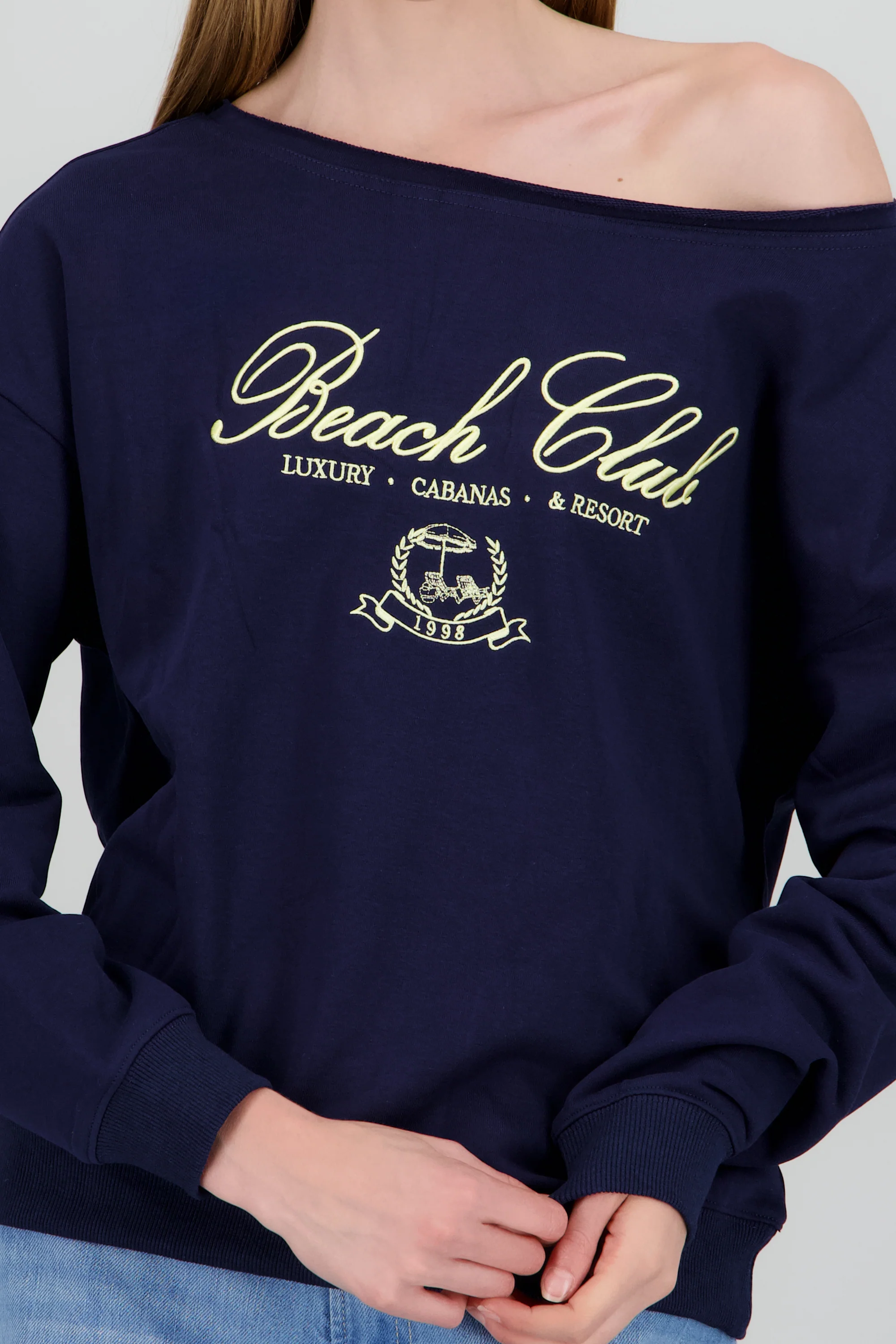 Sudadera one shoulder con bordado - Image 5