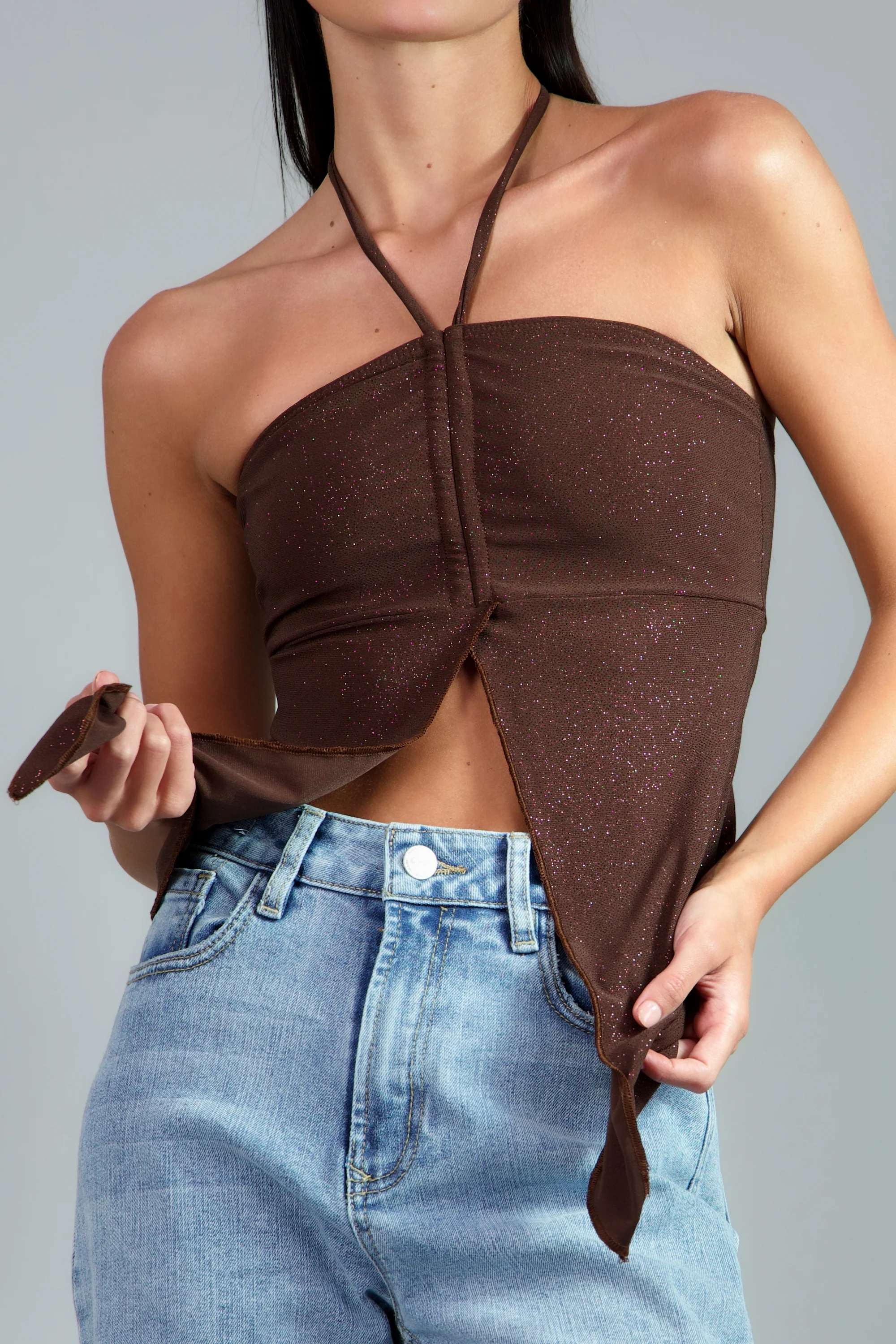 Top abertura brillos