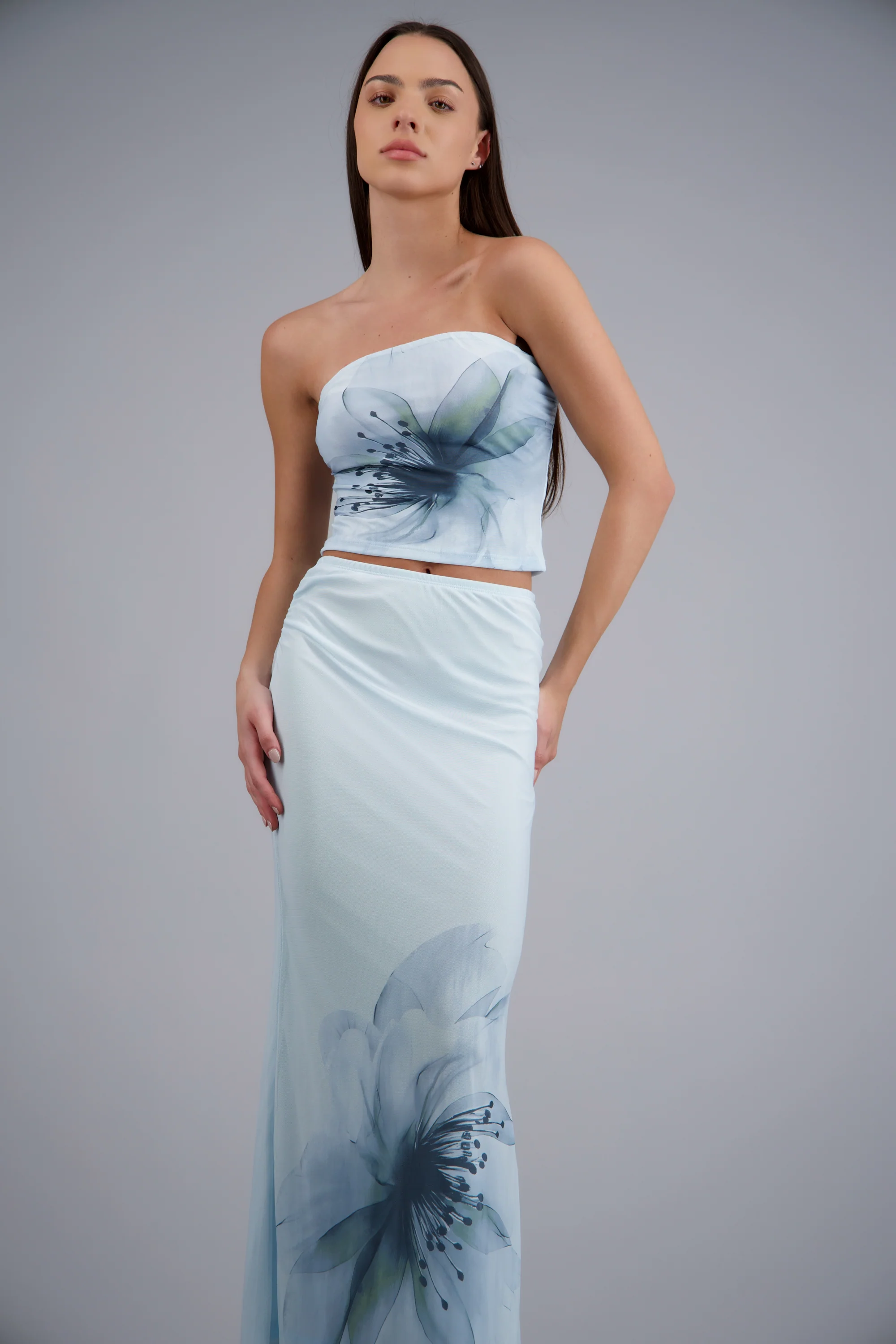Top bandeau estampado flor