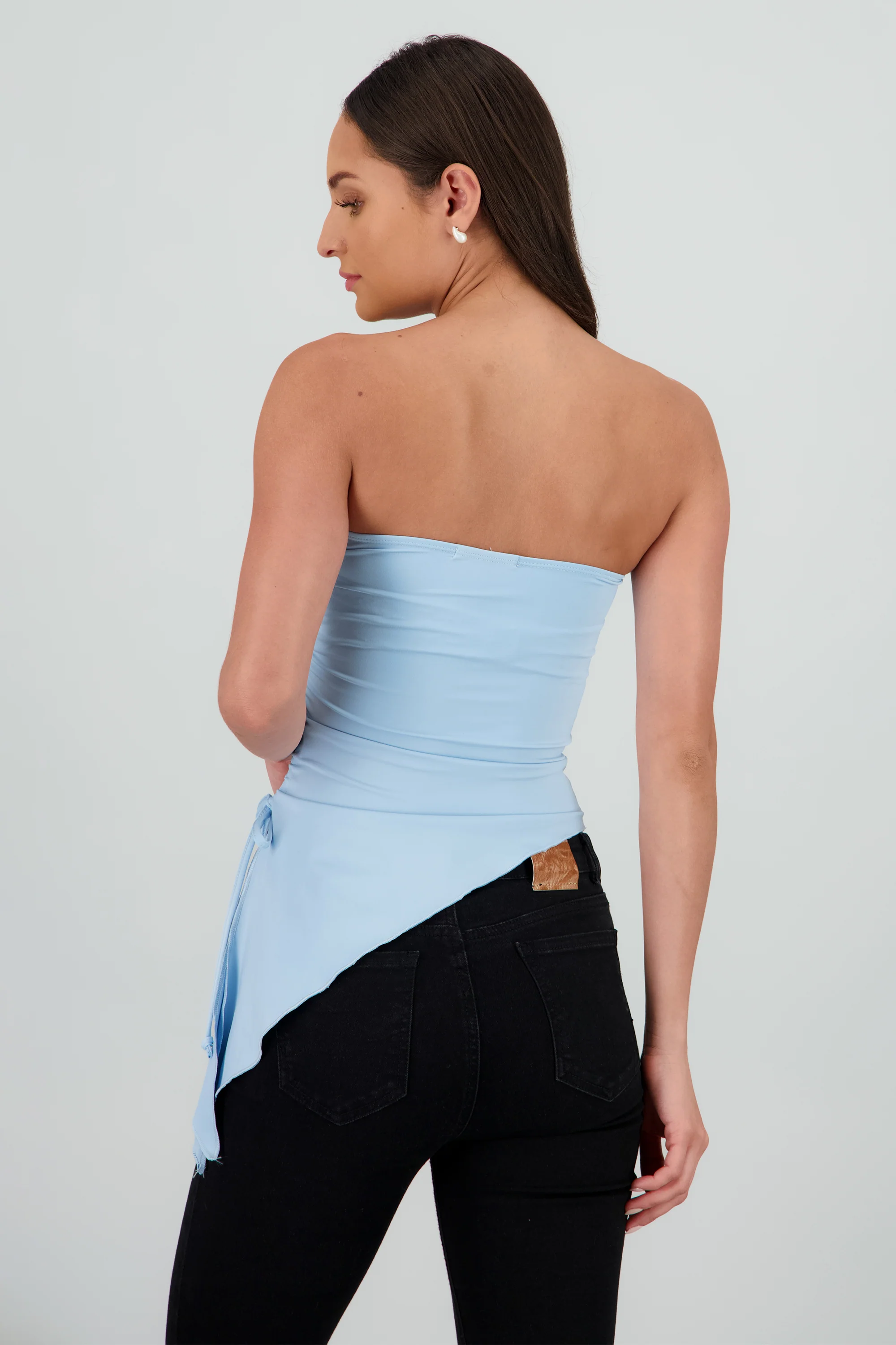Top con jareta strapless liso - Image 4