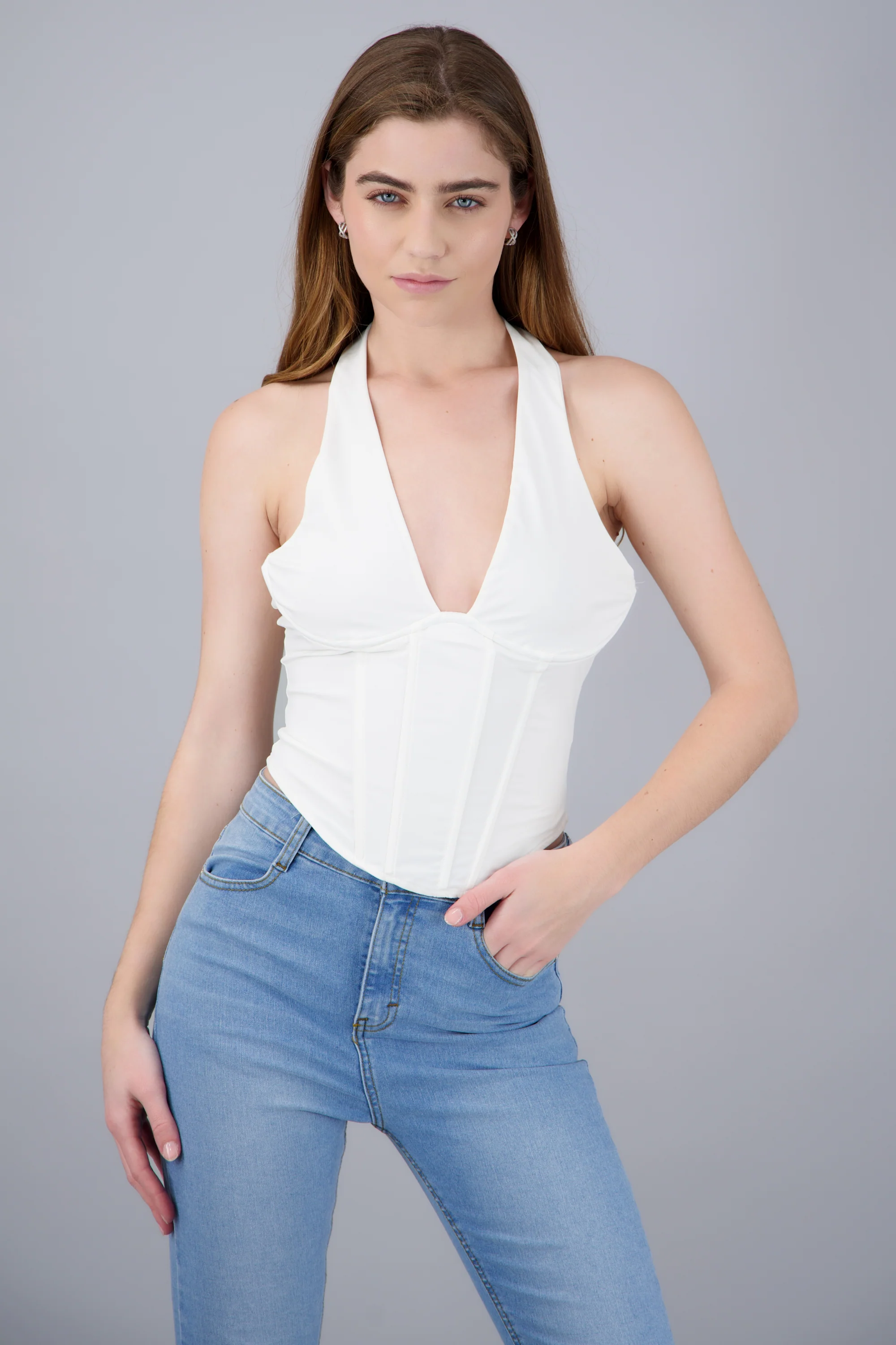 Top corset halter con varillas