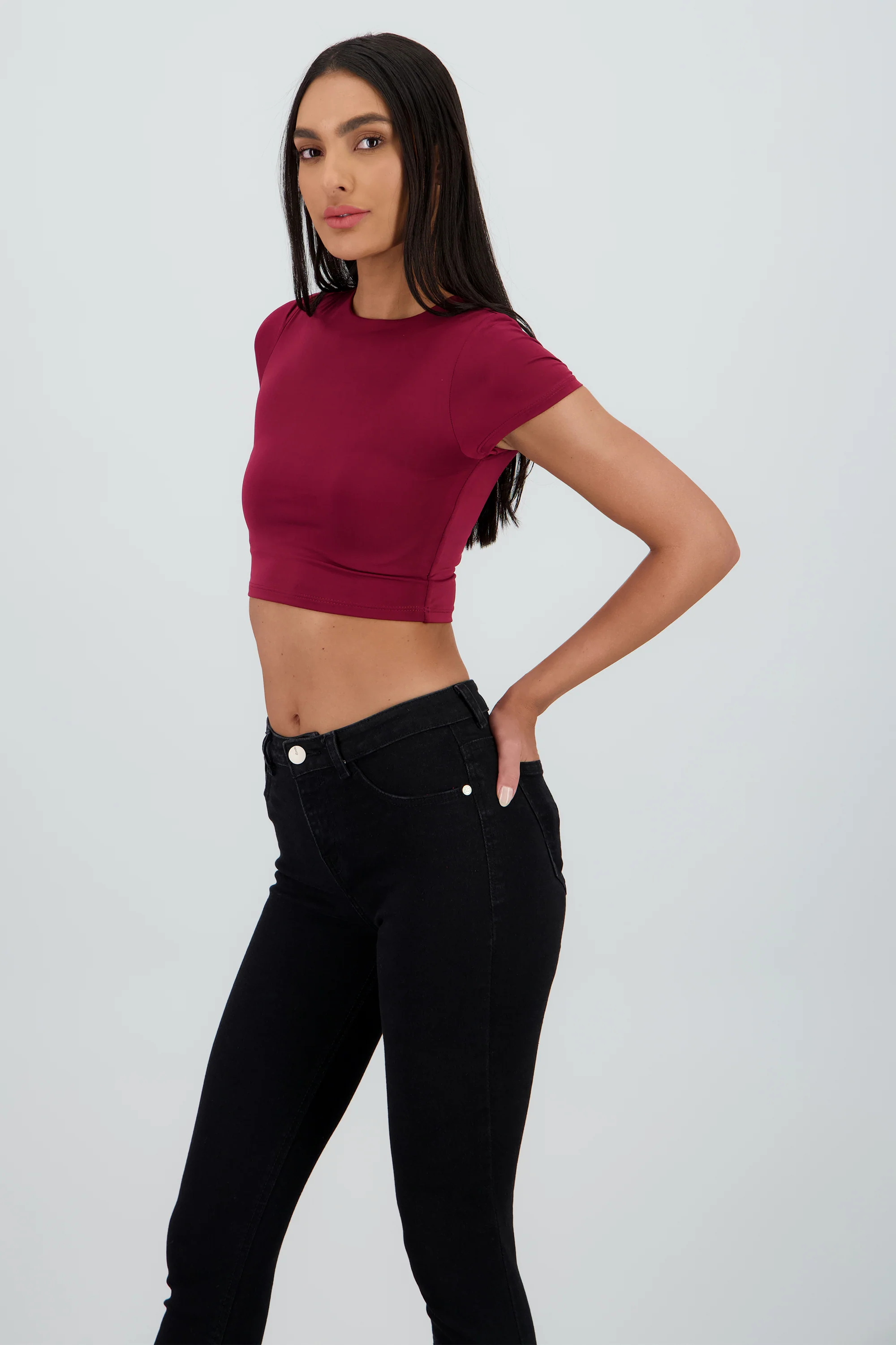Top crop doble tela manga corta - Image 3