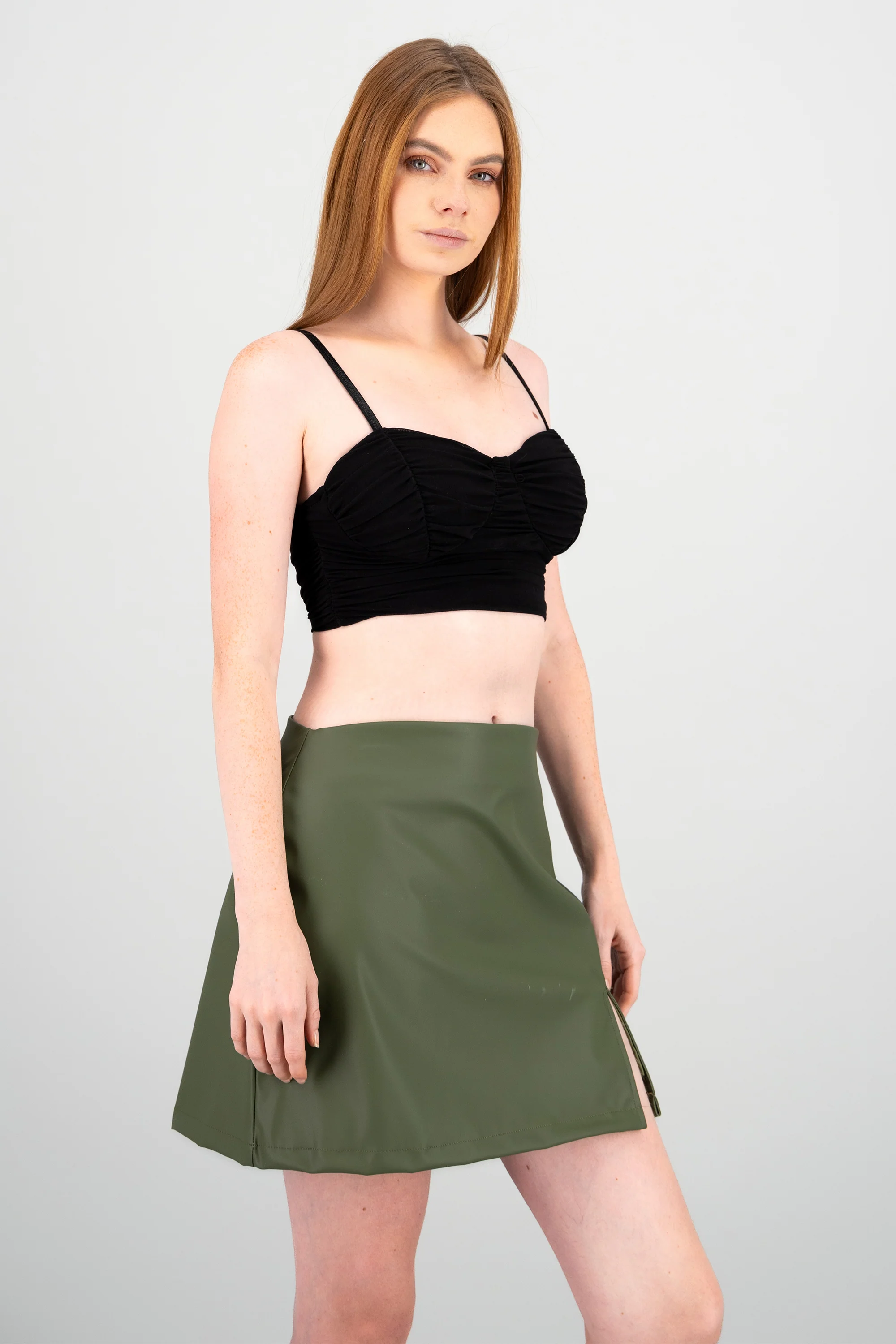 Top de mesh plisado con copas liso - Image 3