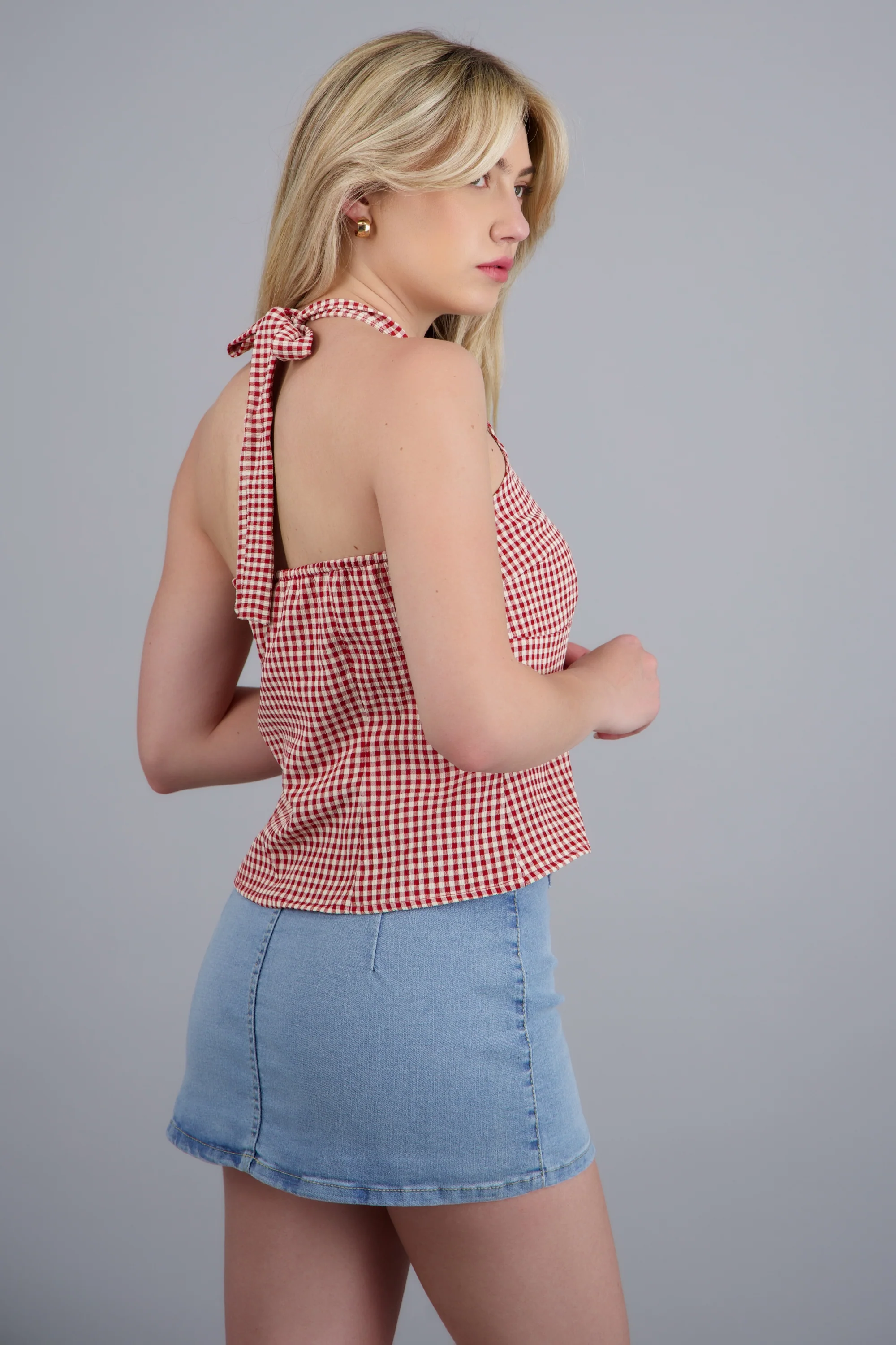 Top halter detalle botones ginham - Image 4