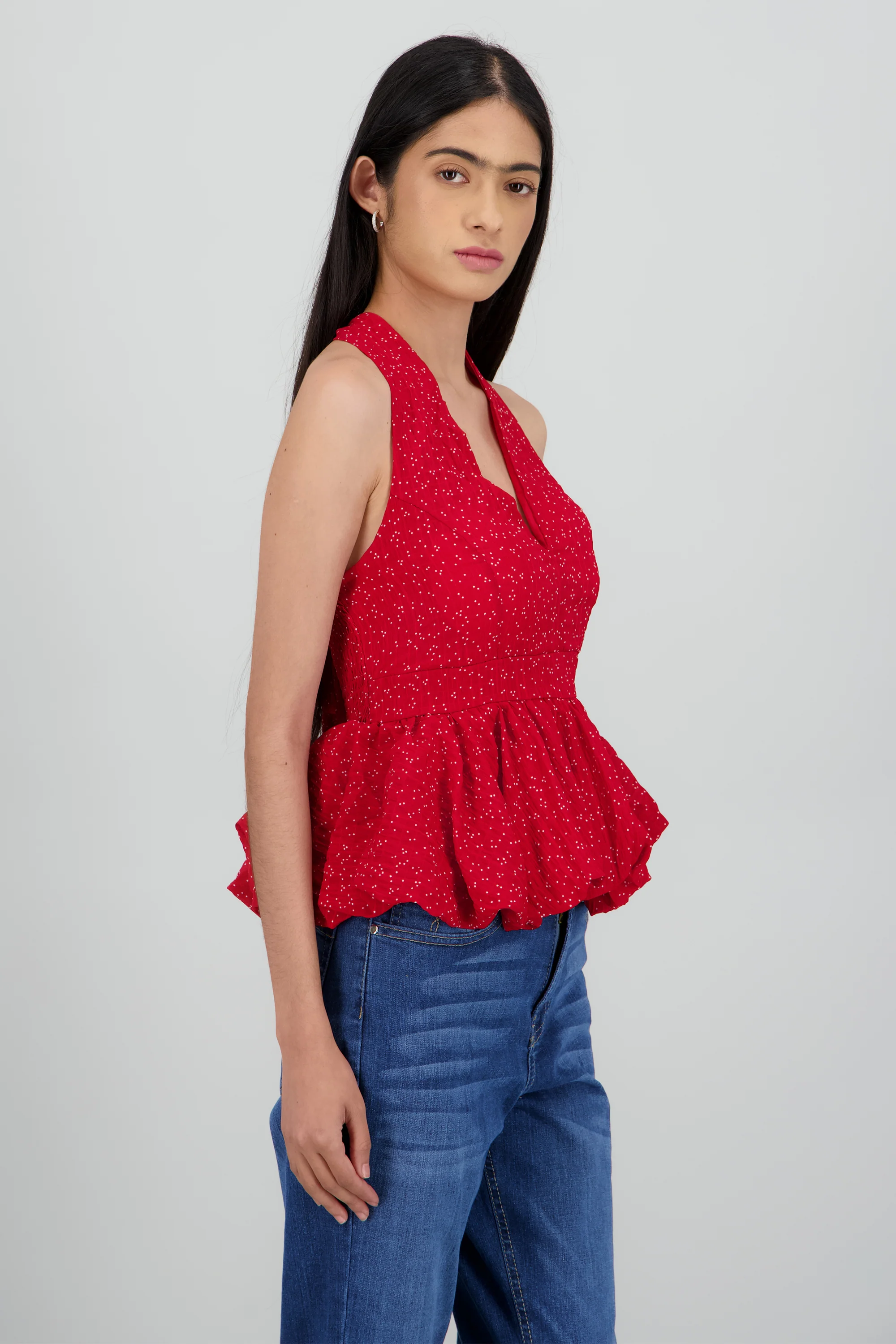 Top halter peplum moteado - Image 3