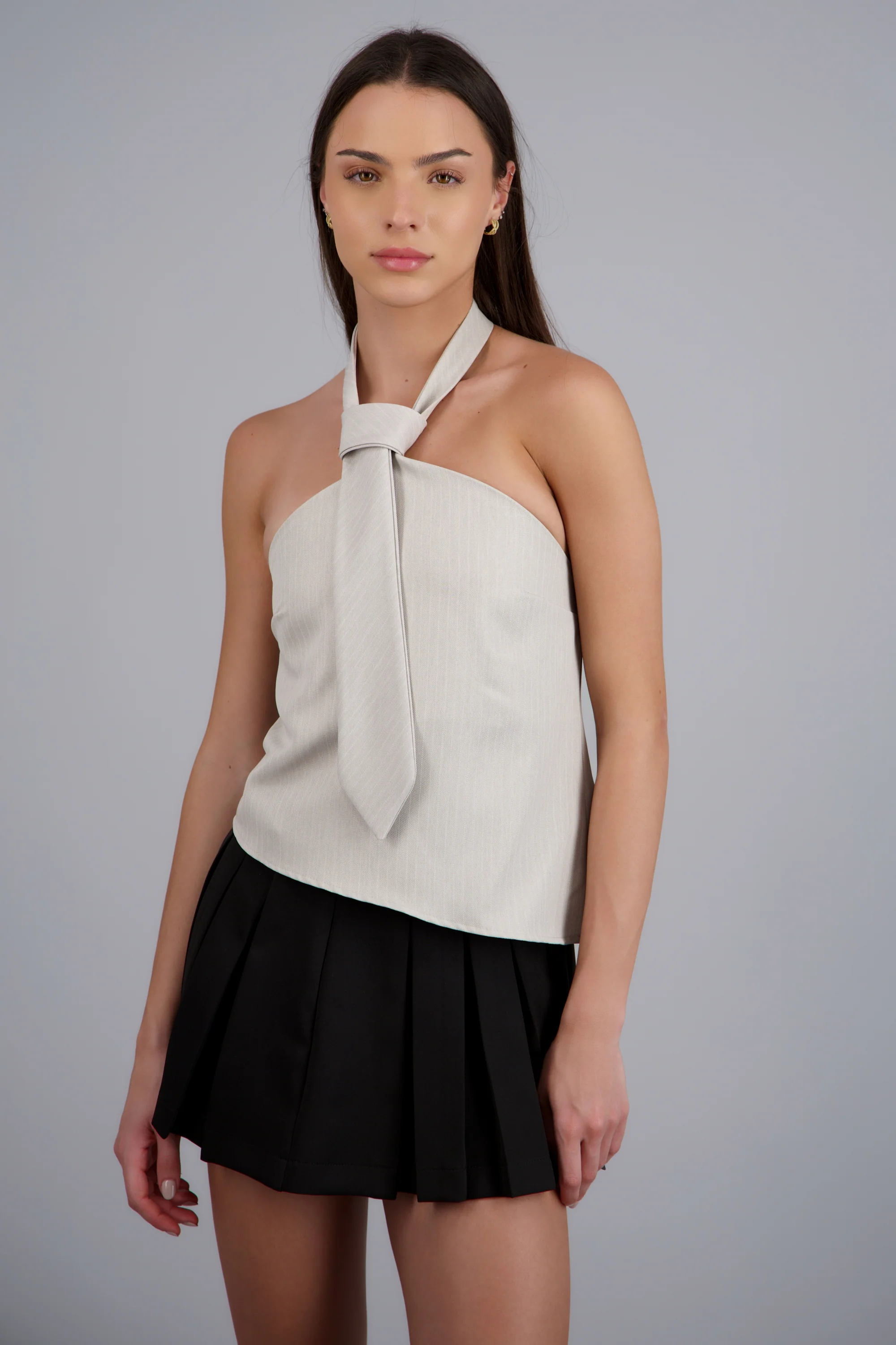 Top halter rayas detalle corbata