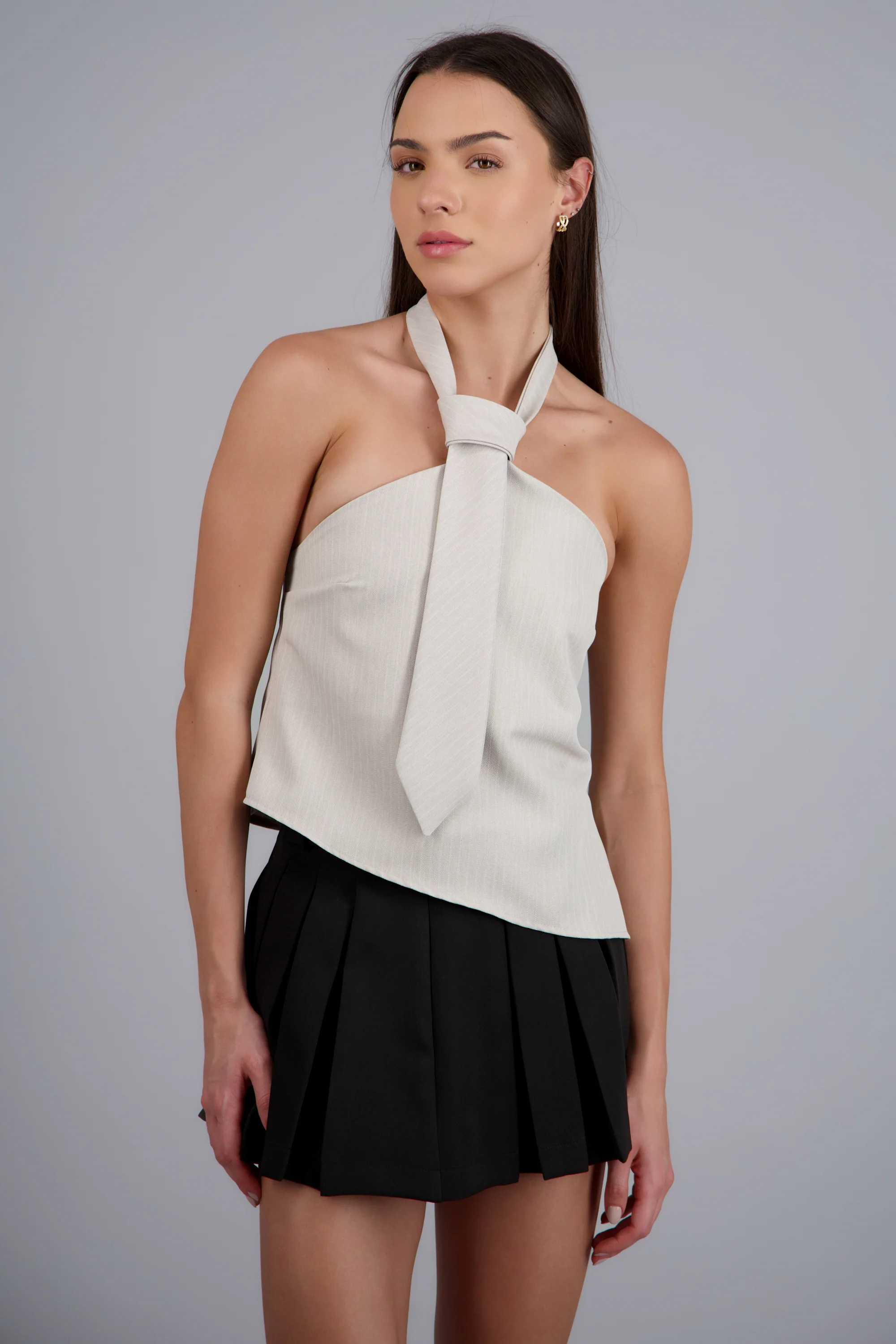 Top halter rayas detalle corbata - Image 3