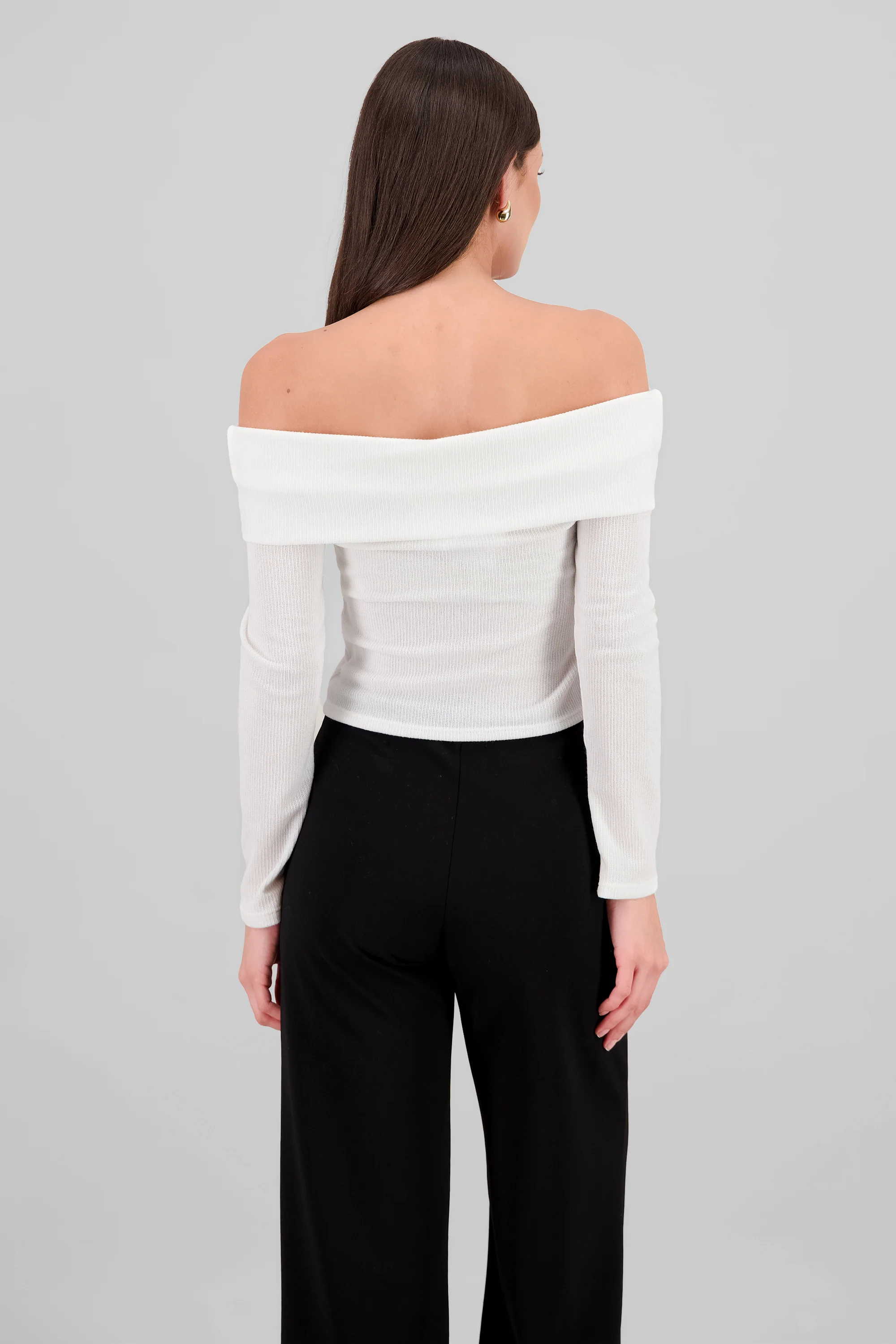 Top manga larga off shoulder detalle brillos - Image 4