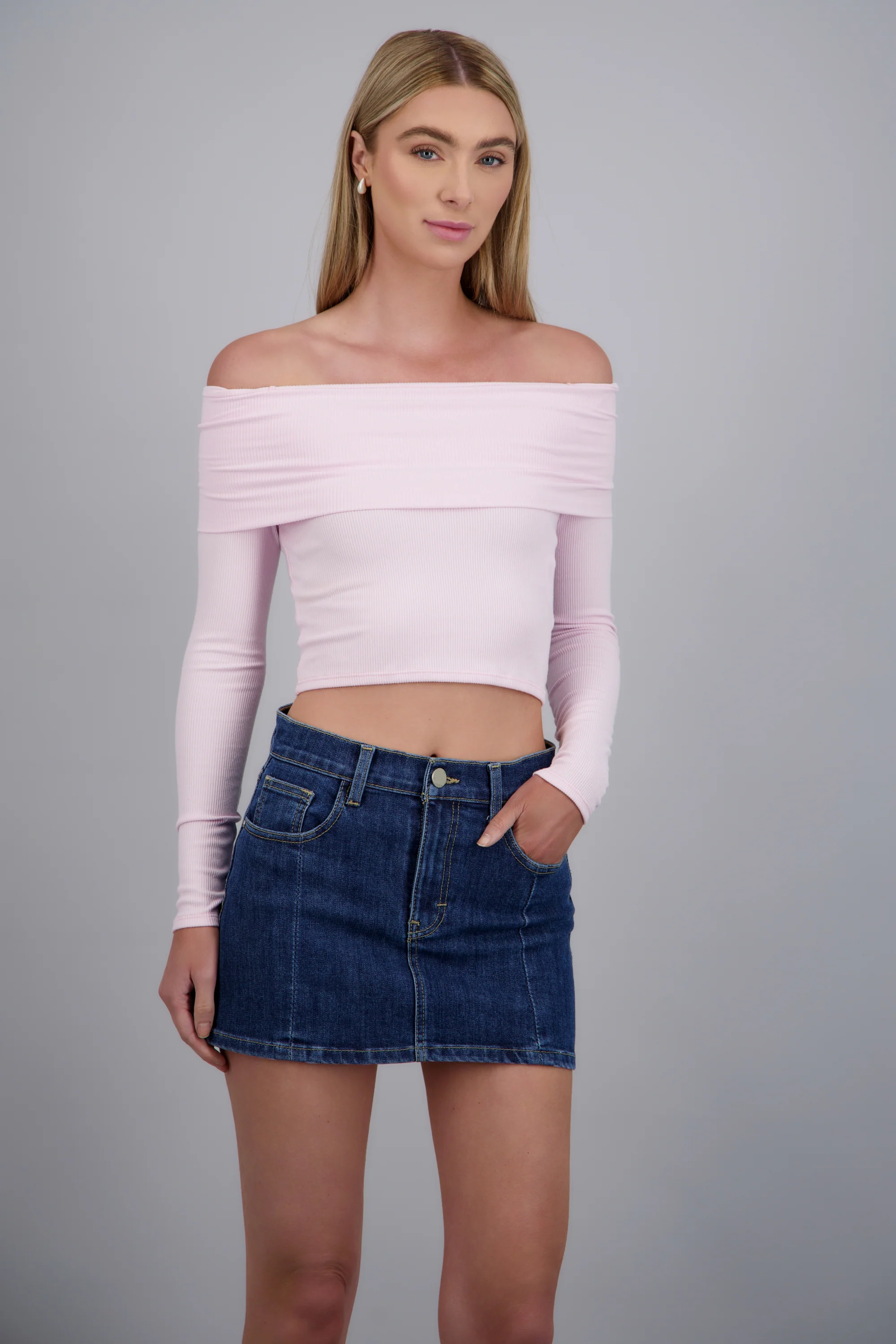TOP OFF SHOULDER M/L RIB