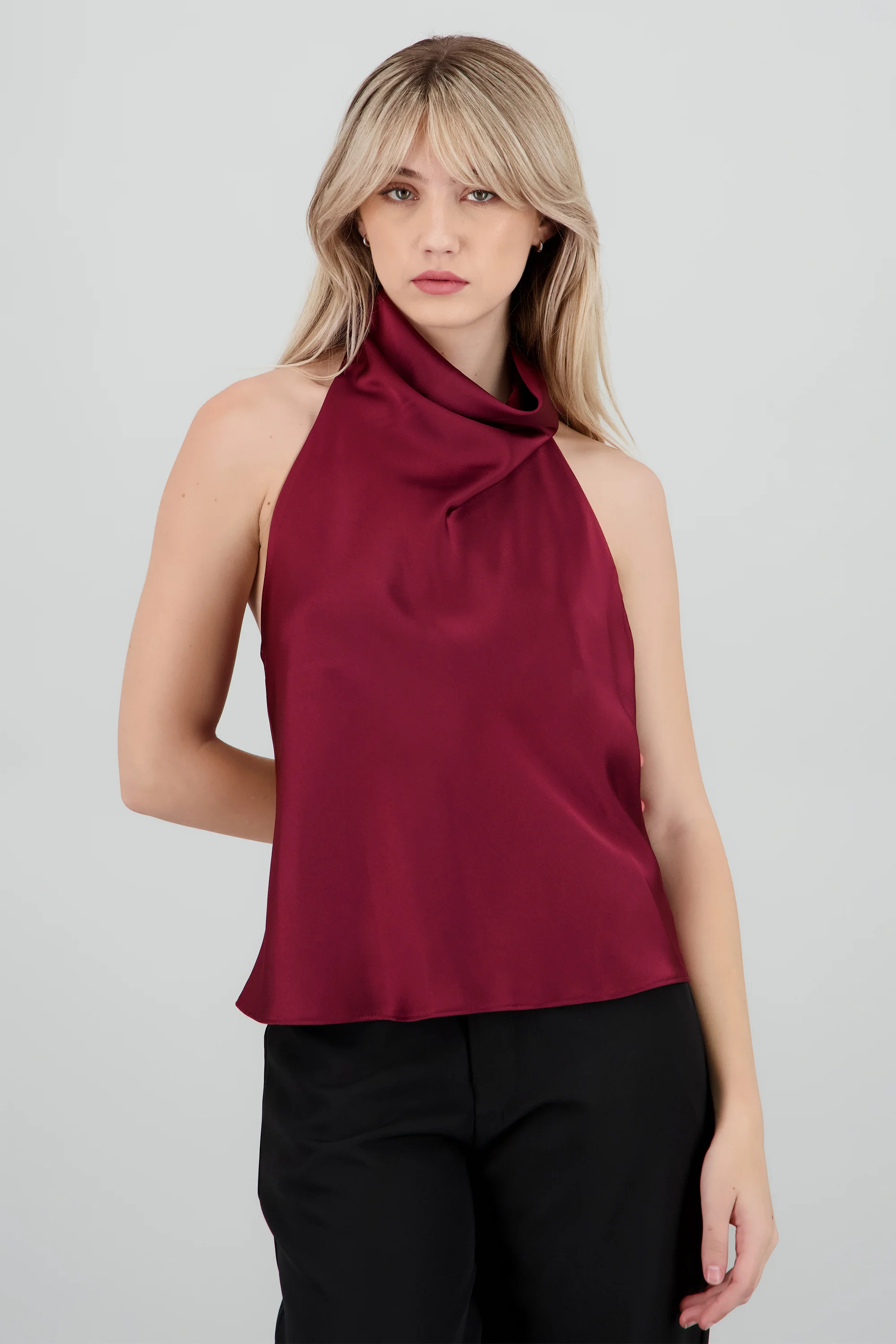 TOP SATIN CUELLO CASCADA ALTO HYPSTERS