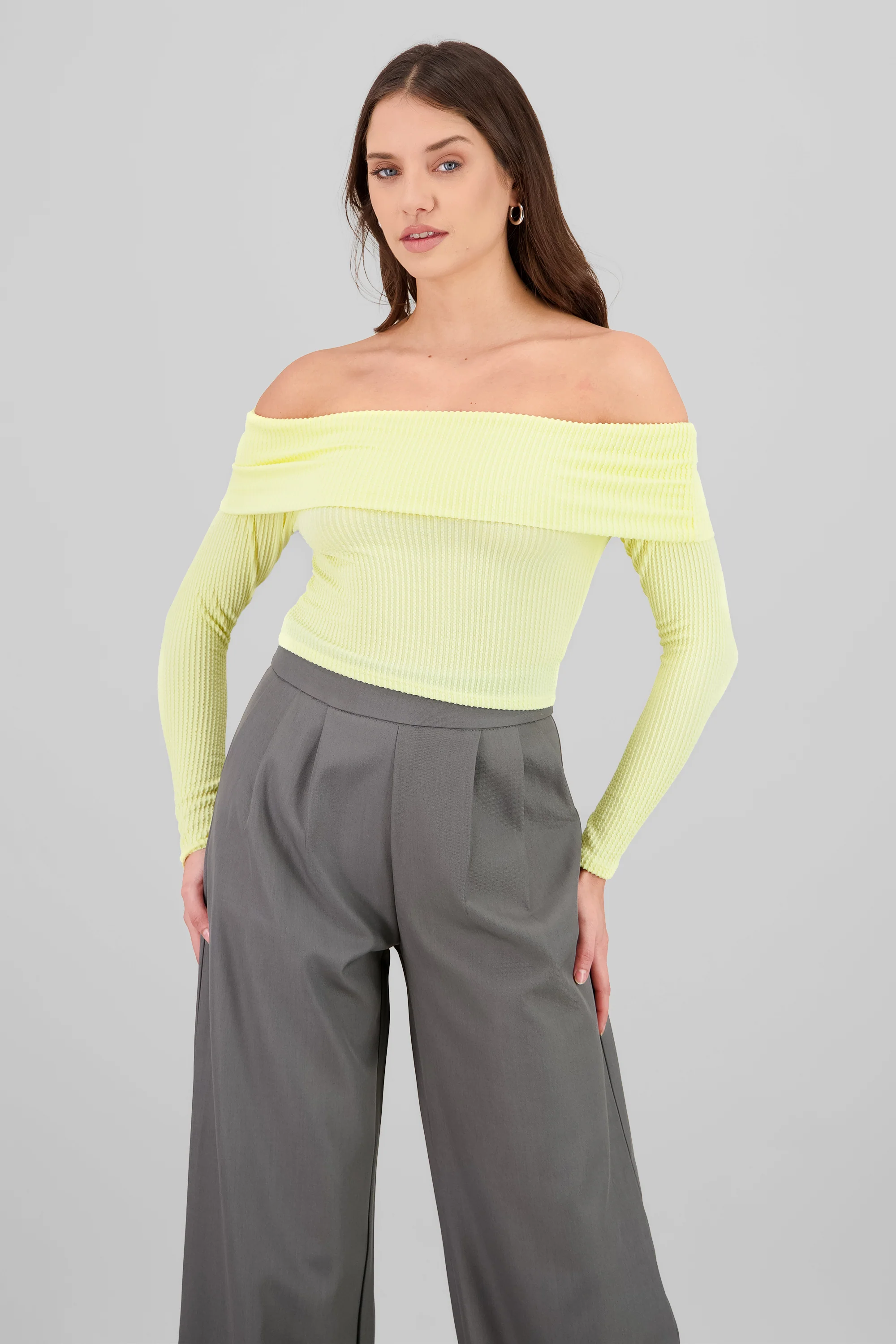 Top Sin Hombros Textura Rib
