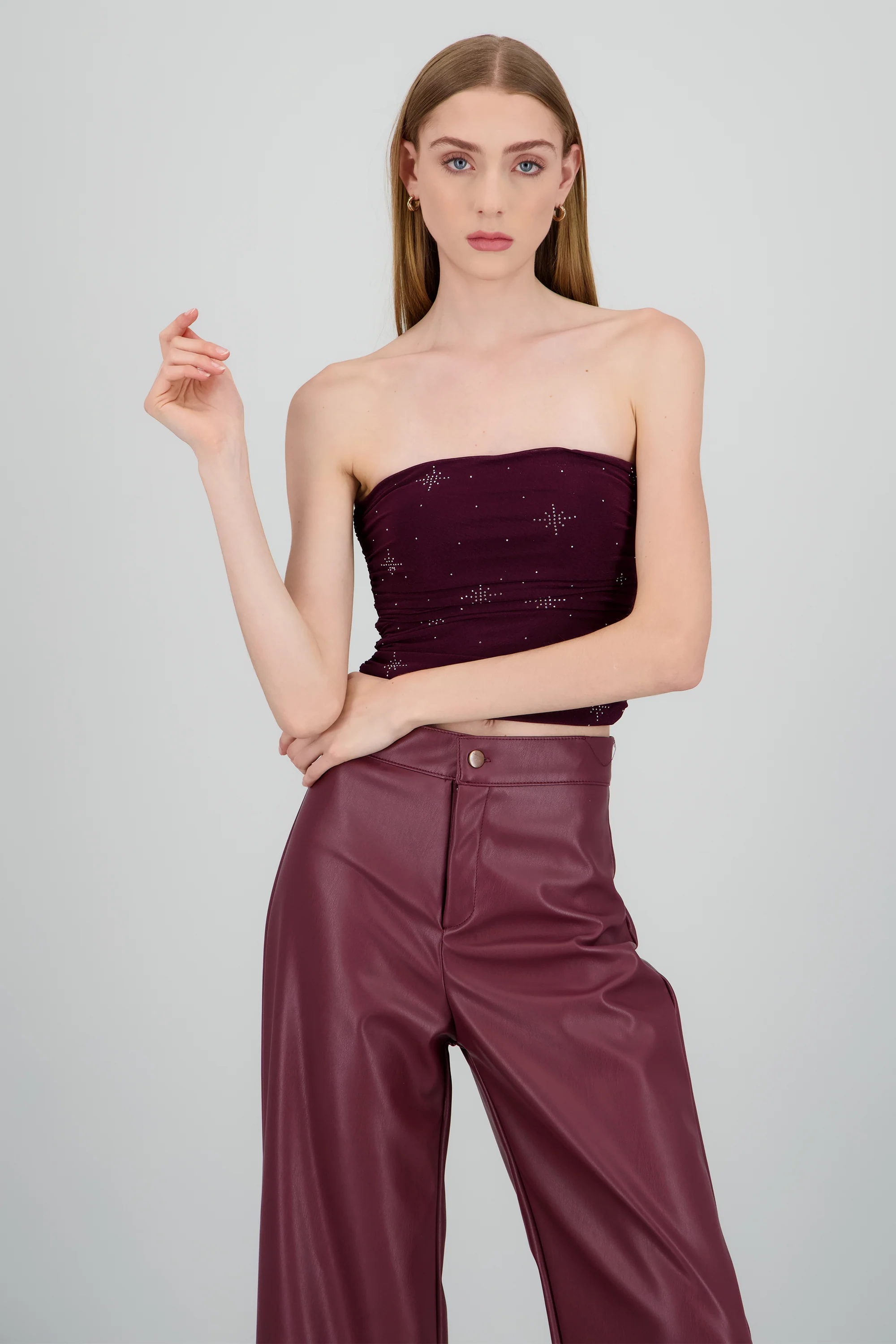Top strapless drapeado brillo - Image 2