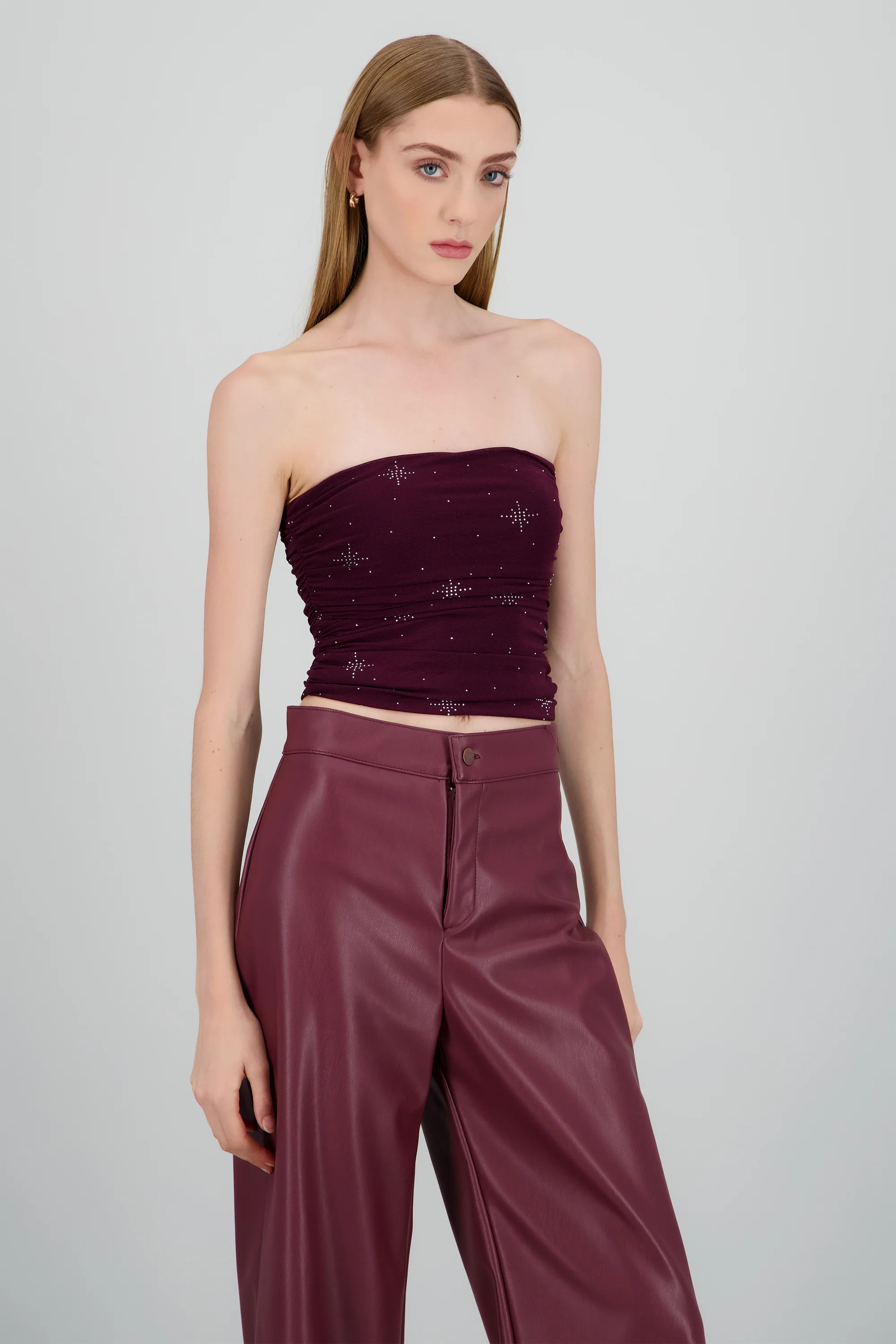 Top strapless drapeado brillo - Image 3