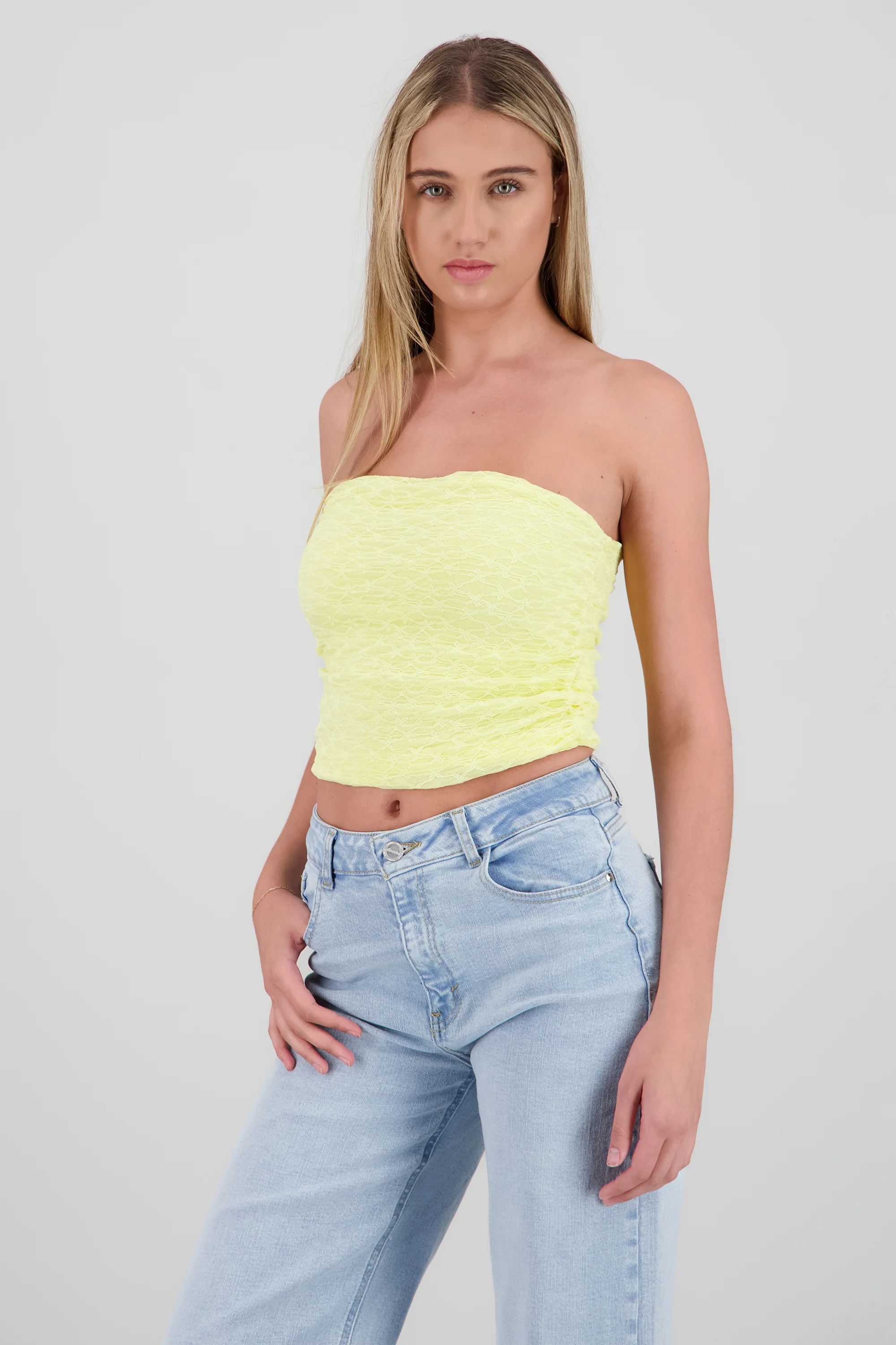 Top strapless drapeado encaje - Image 2