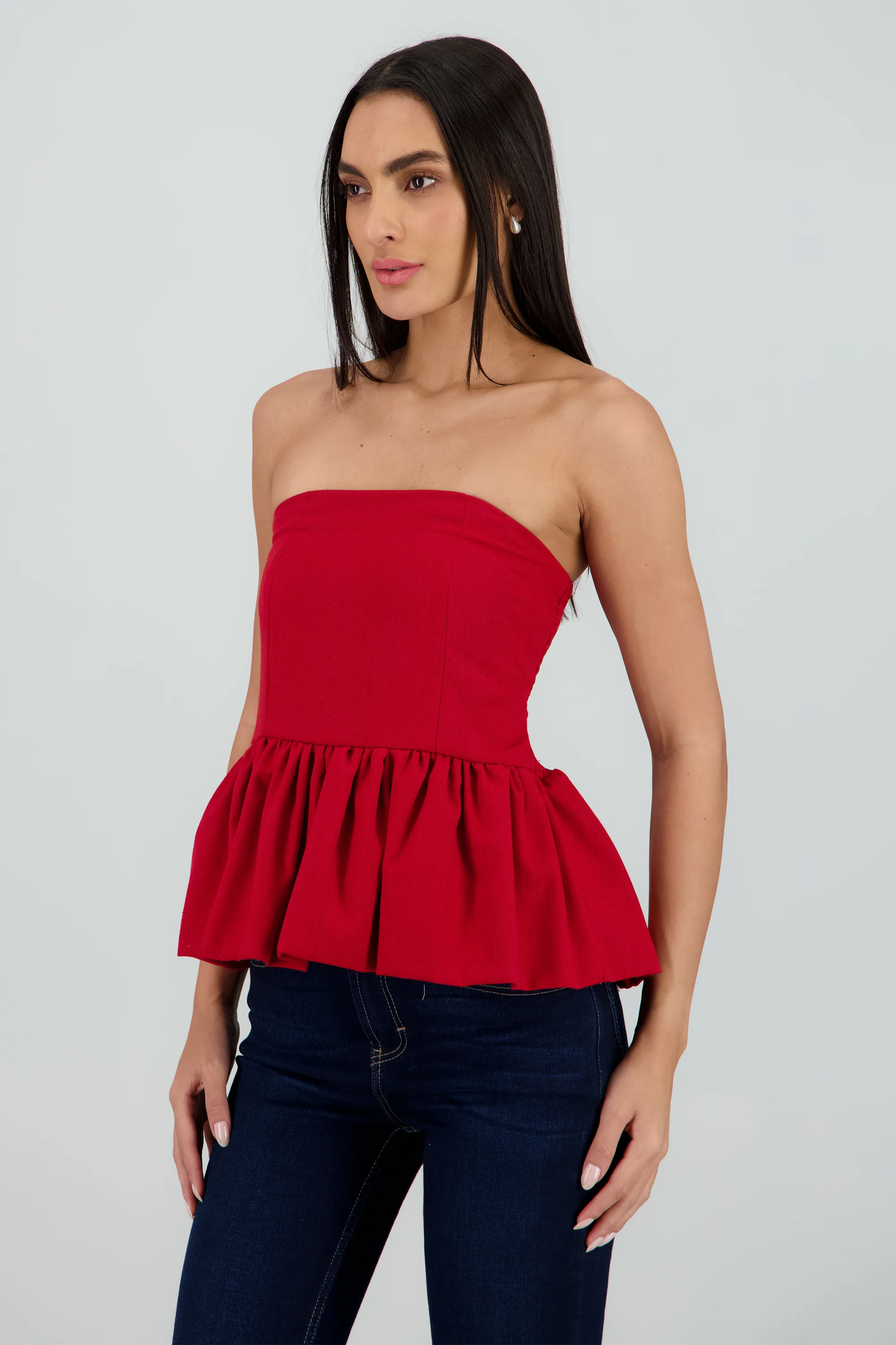 Top strapless burbuja detalle smock - Image 3