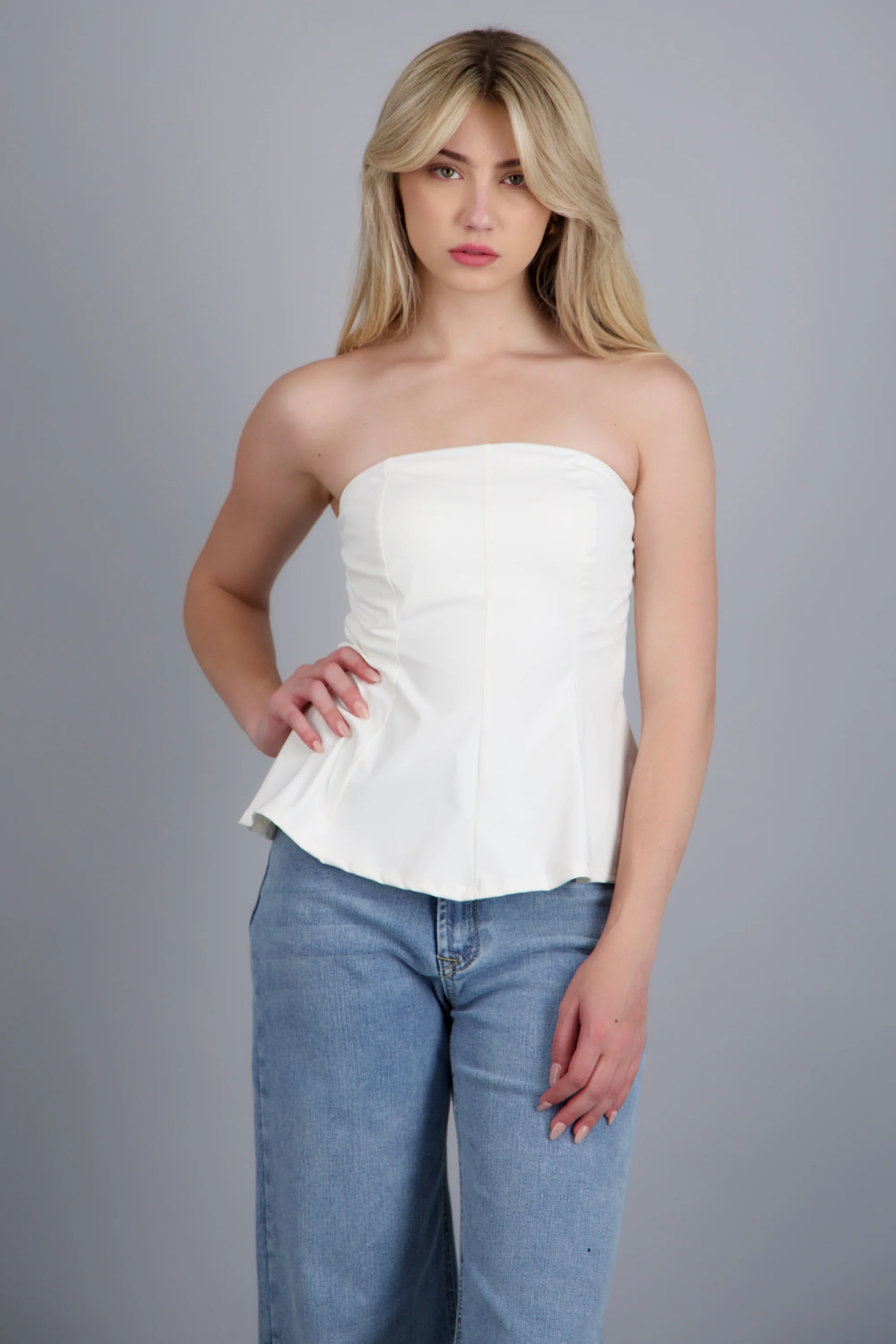 Top strapless peplum - Image 2