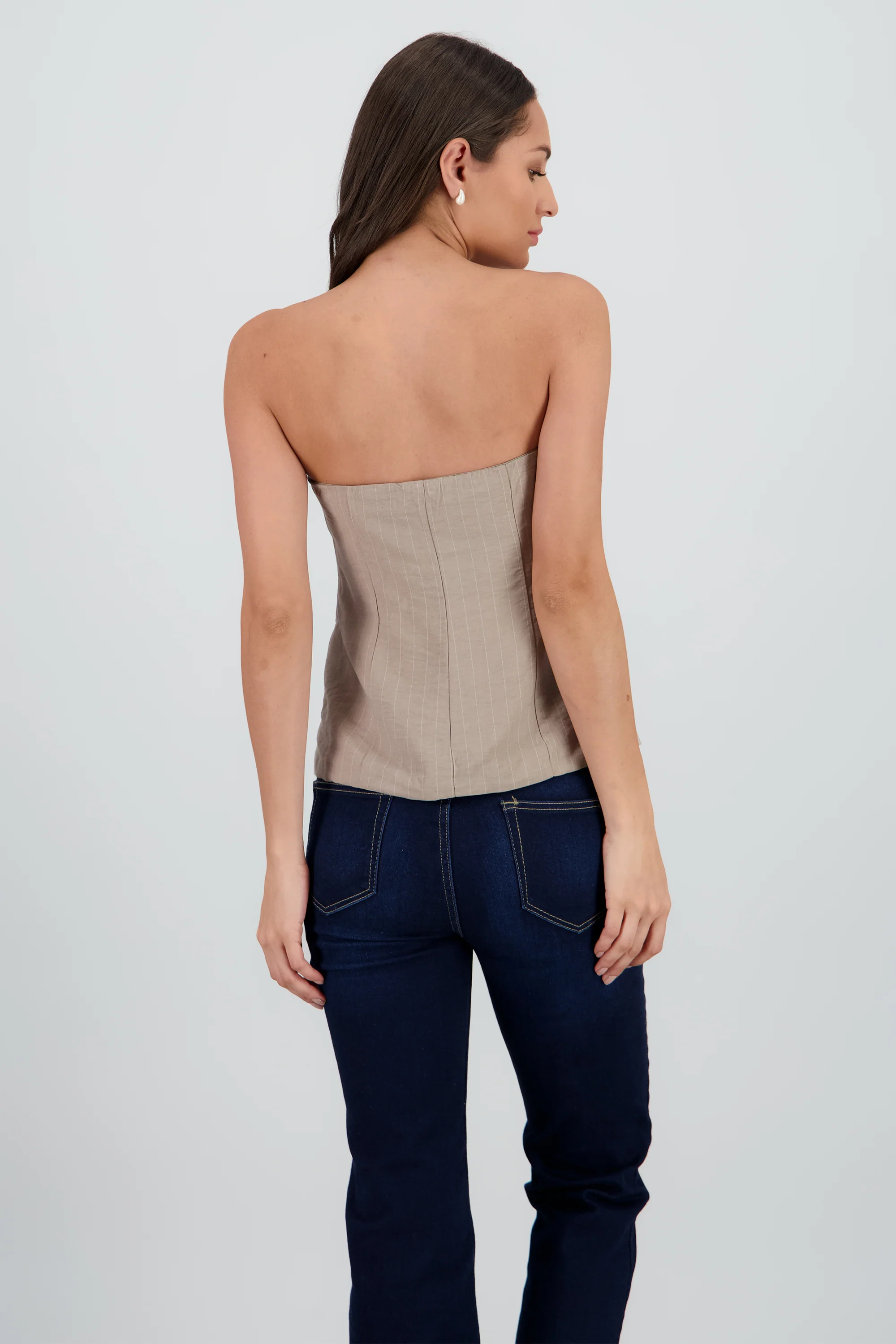 Top strapless rayas botones - Image 4