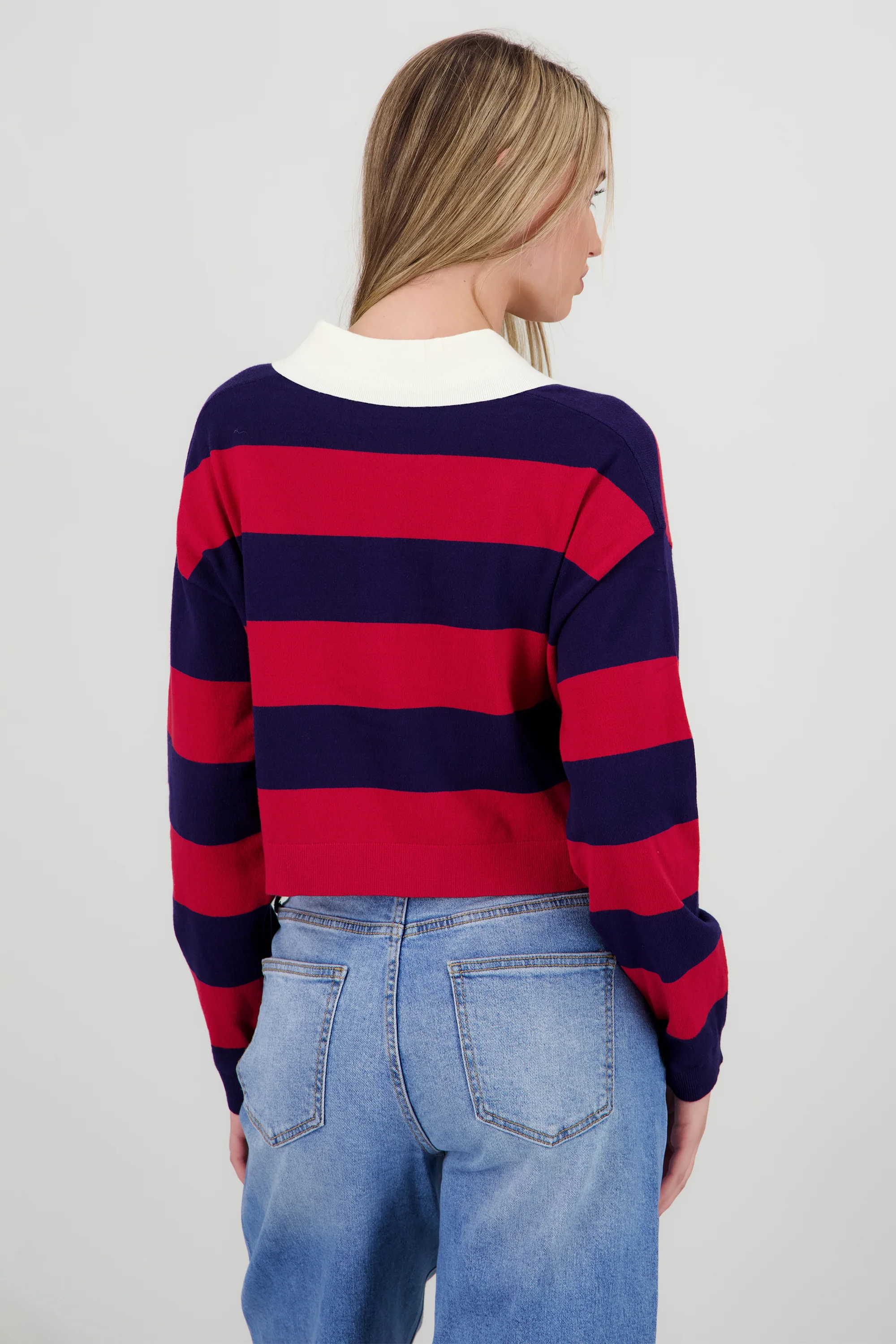 Top tejido de cuello polo con rayas - Image 4