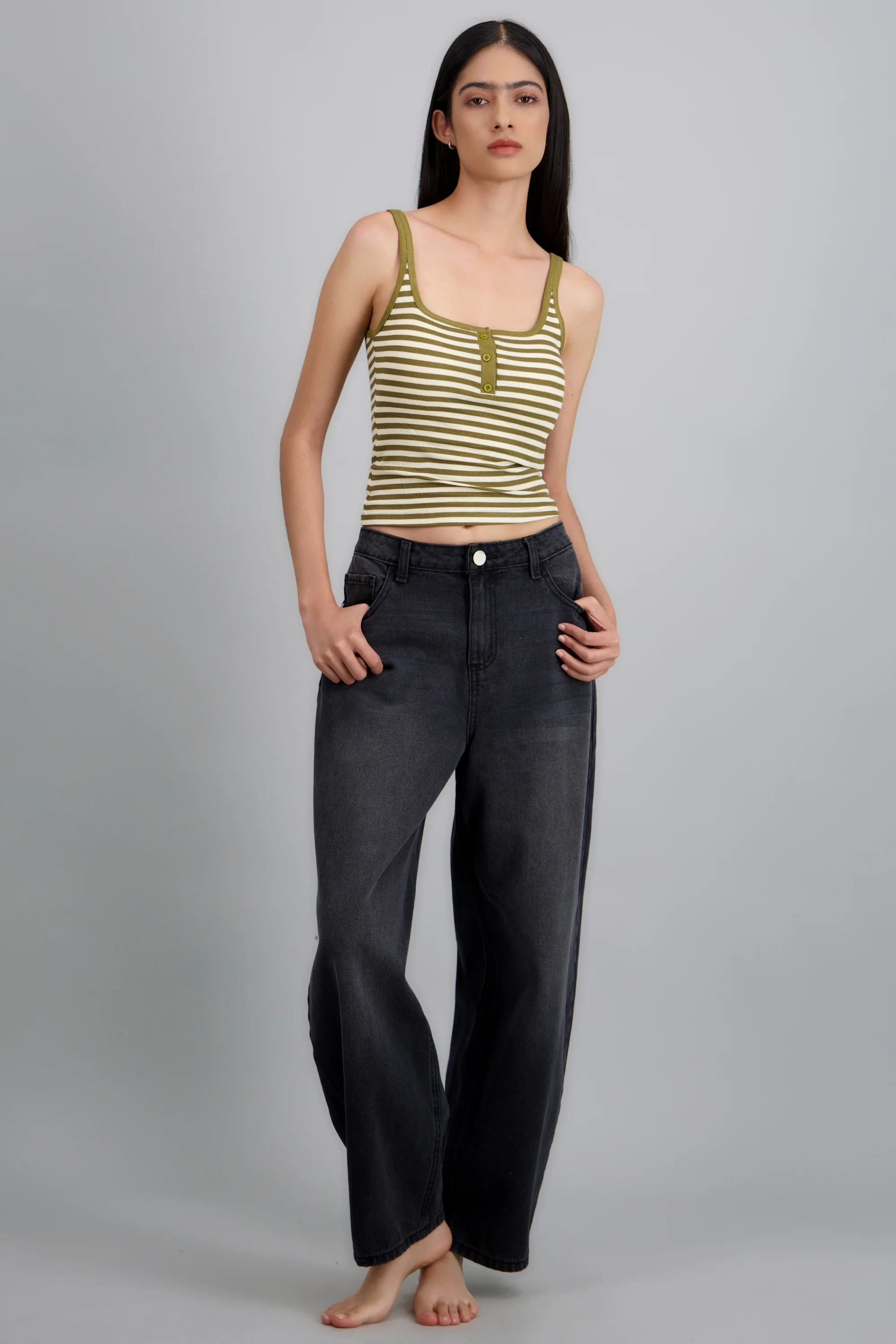 Top tirantes rayas con botones - Image 2