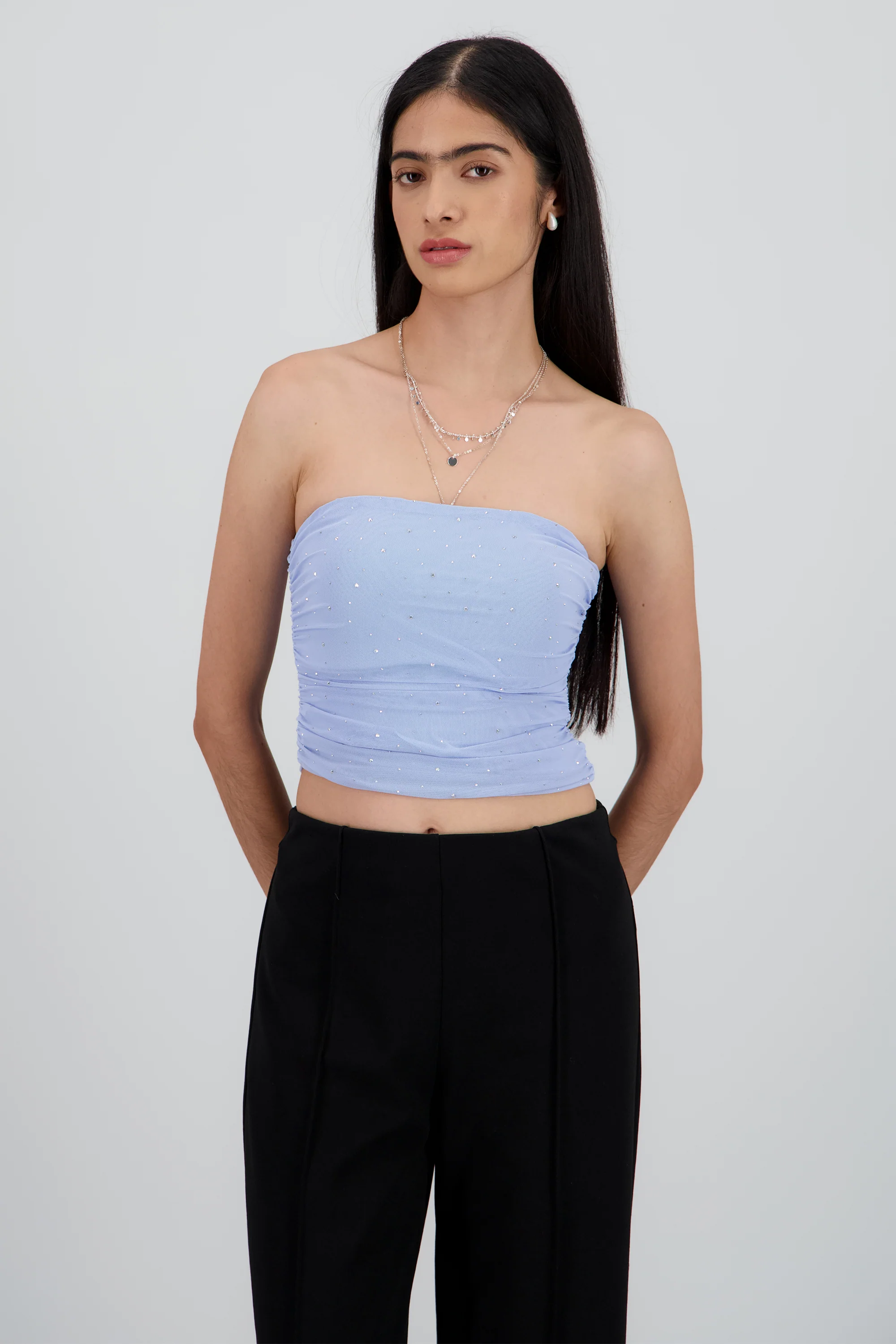 Top tubo de mesh con tela de brillos - Image 2