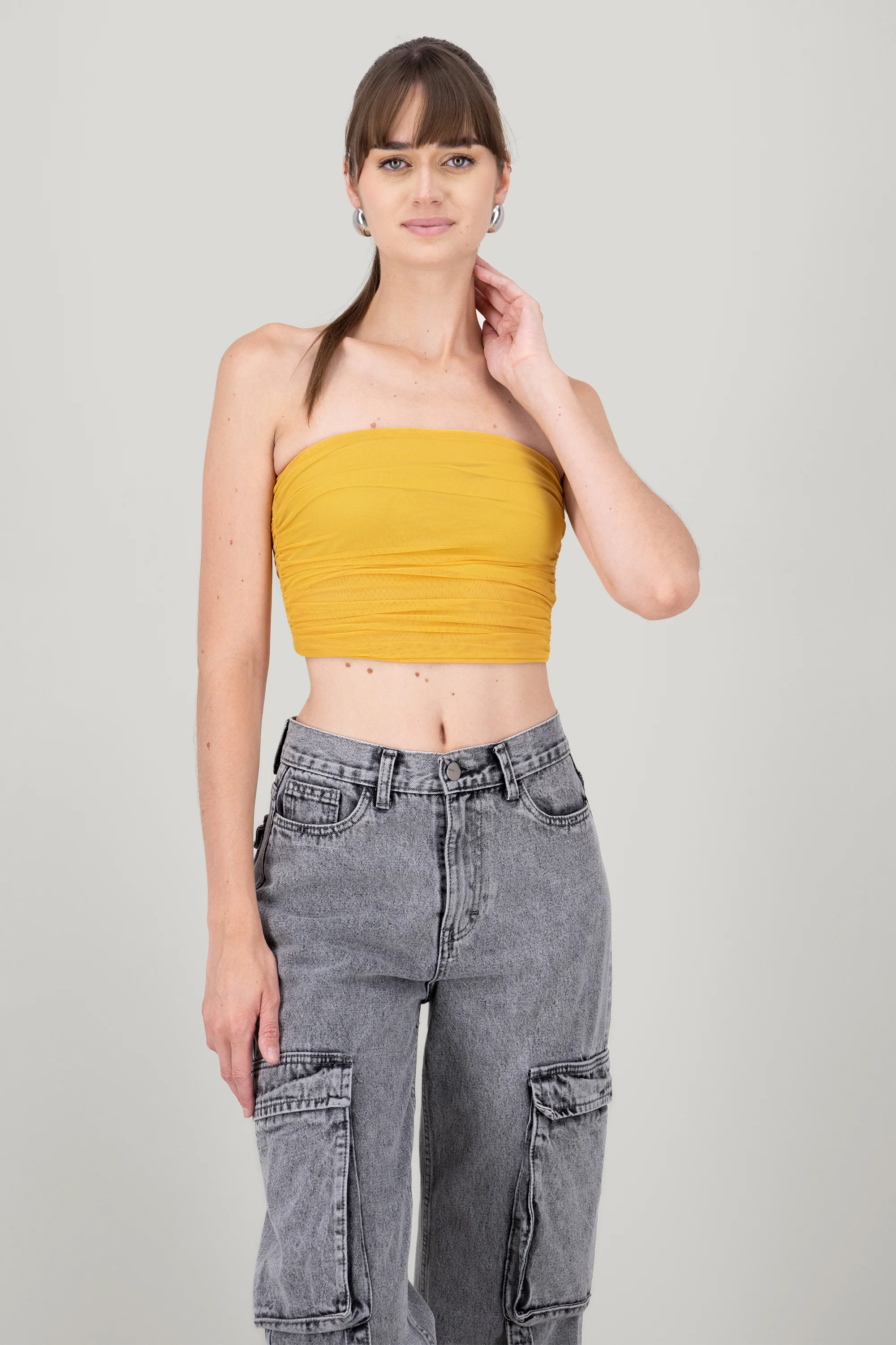 Top Tubo Mesh Fruncido