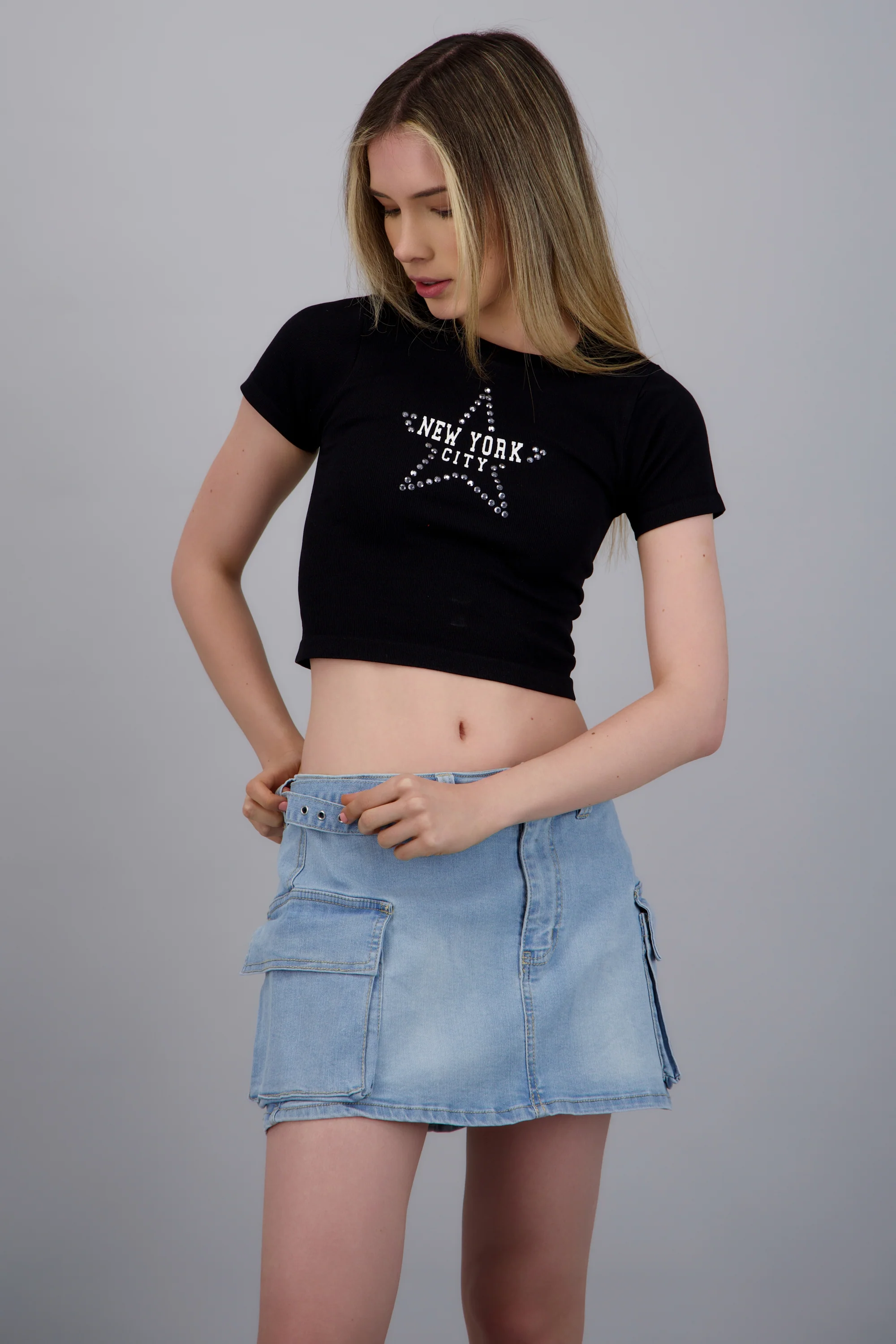 Tshirt crop detalle estrella NYC